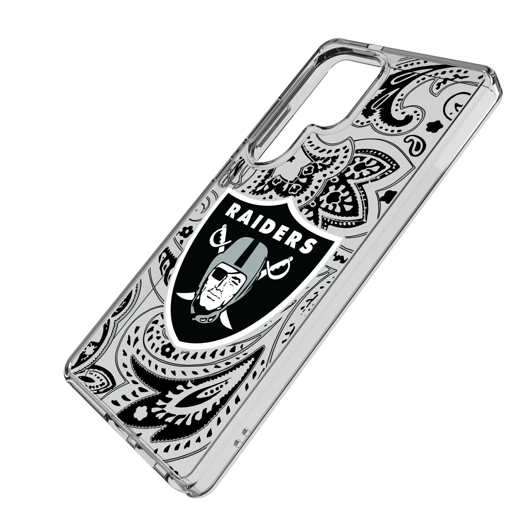 Las Vegas Raiders Paisley Galaxy Clear Phone Case for Samsung Galaxy - Isometric View