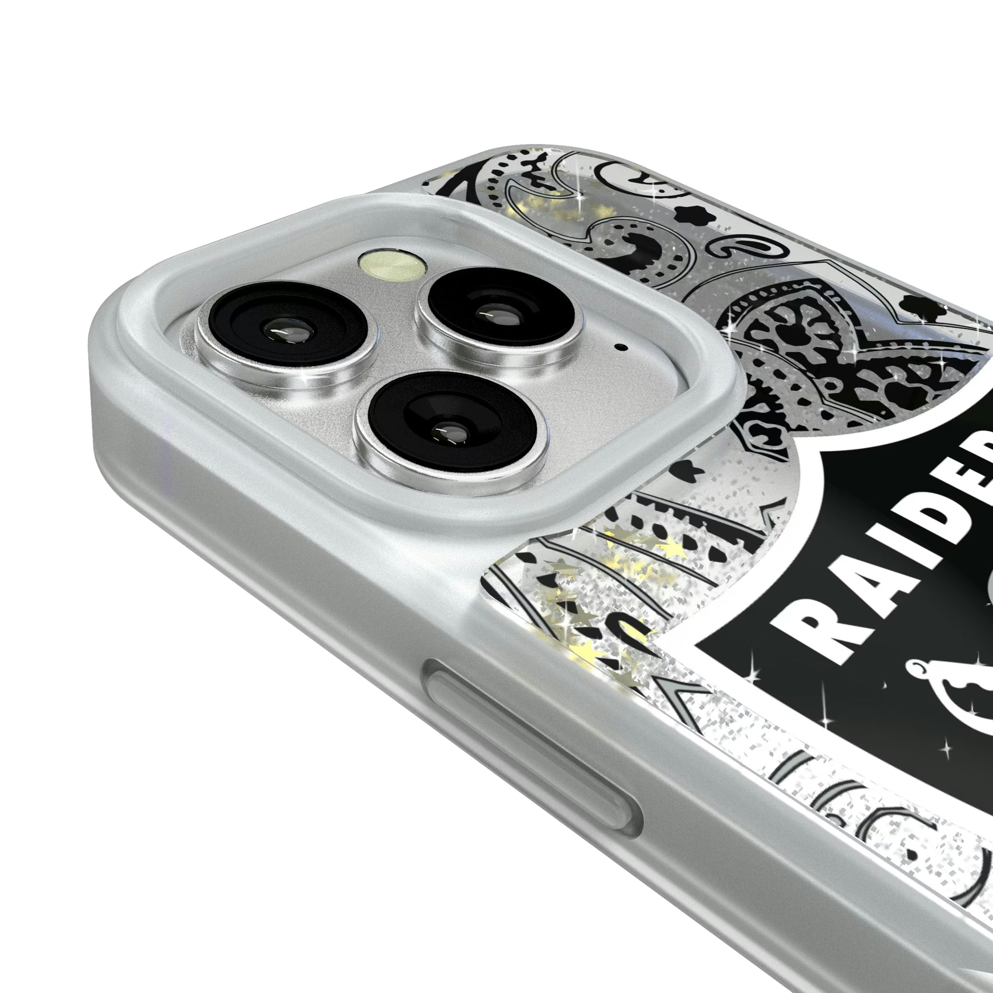 Las Vegas Raiders Paisley iPhone Glitter Phone Case for Apple iPhone - Detail#Device_iPhone 16 Pro