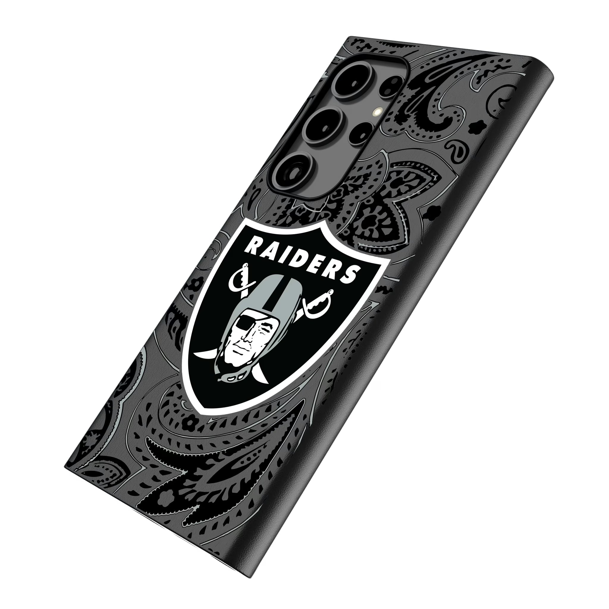 Las Vegas Raiders Paisley Galaxy MagSafe Compatible Phone Case for Samsung Galaxy - Isometric View