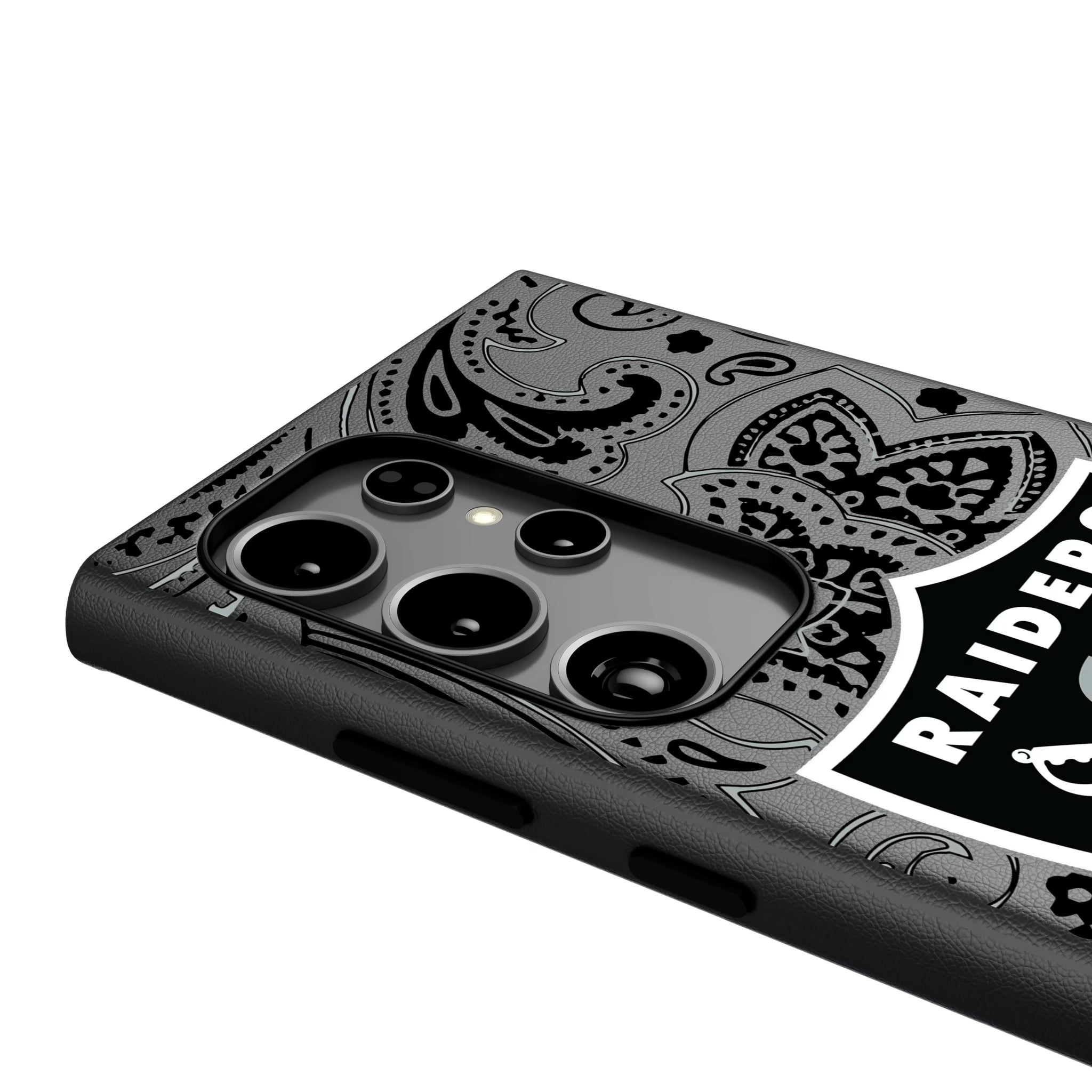 Las Vegas Raiders Paisley Galaxy MagSafe Compatible Phone Case for Samsung Galaxy - Detail