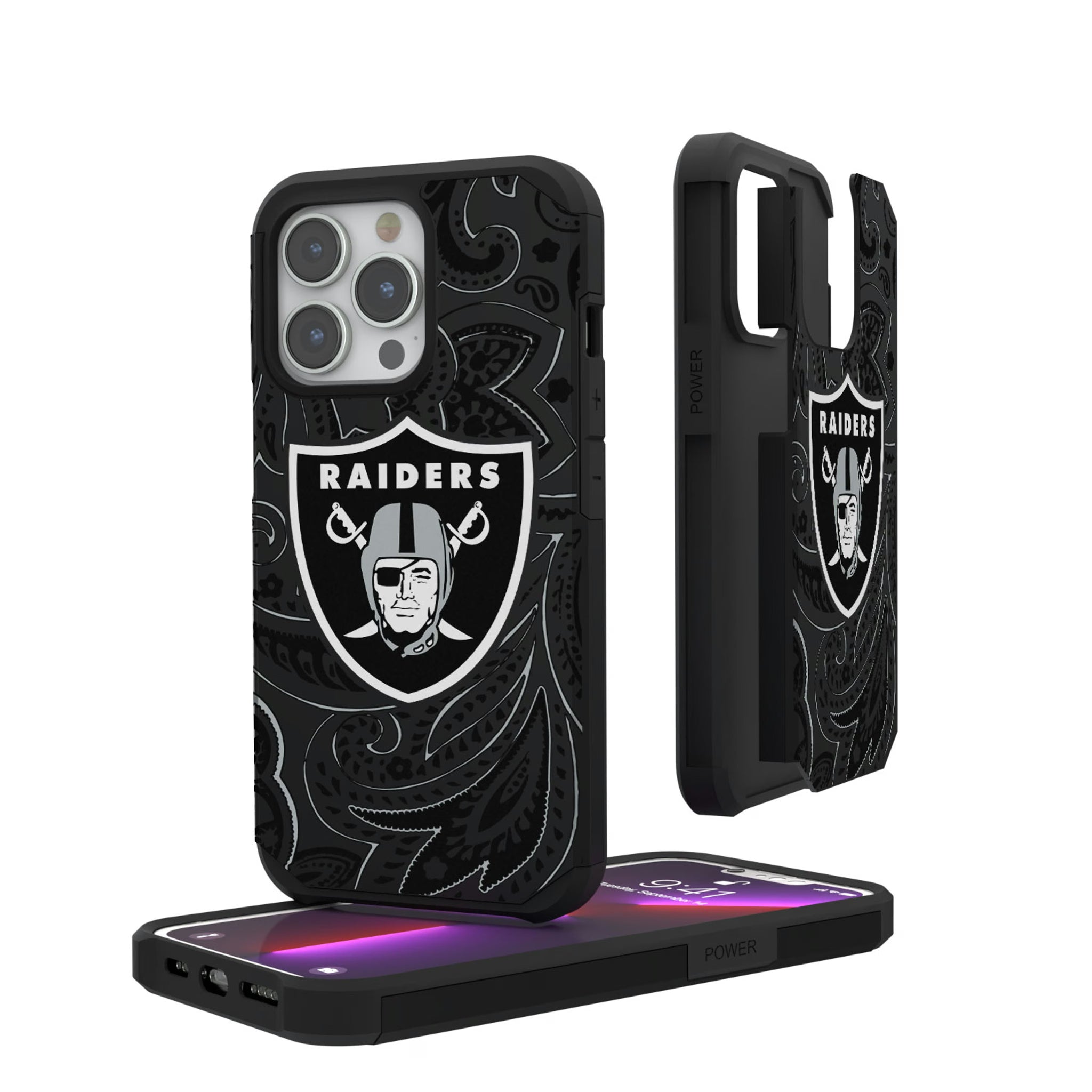 Las Vegas Raiders Paisley iPhone Rugged Phone Case for Apple iPhone