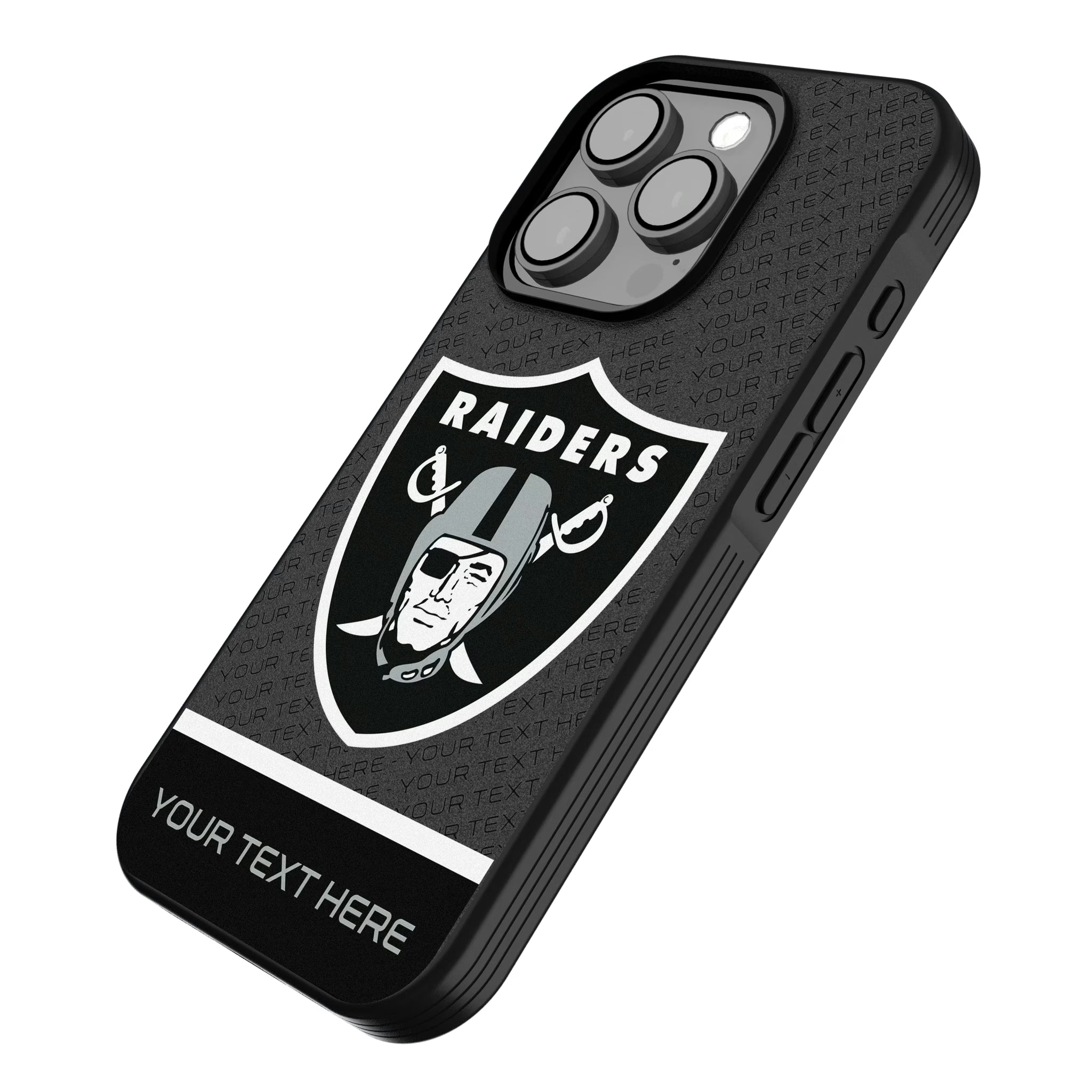 Las Vegas Raiders Personalized EndZone Plus iPhone Bump Phone Case for Apple iPhone - Isometric View