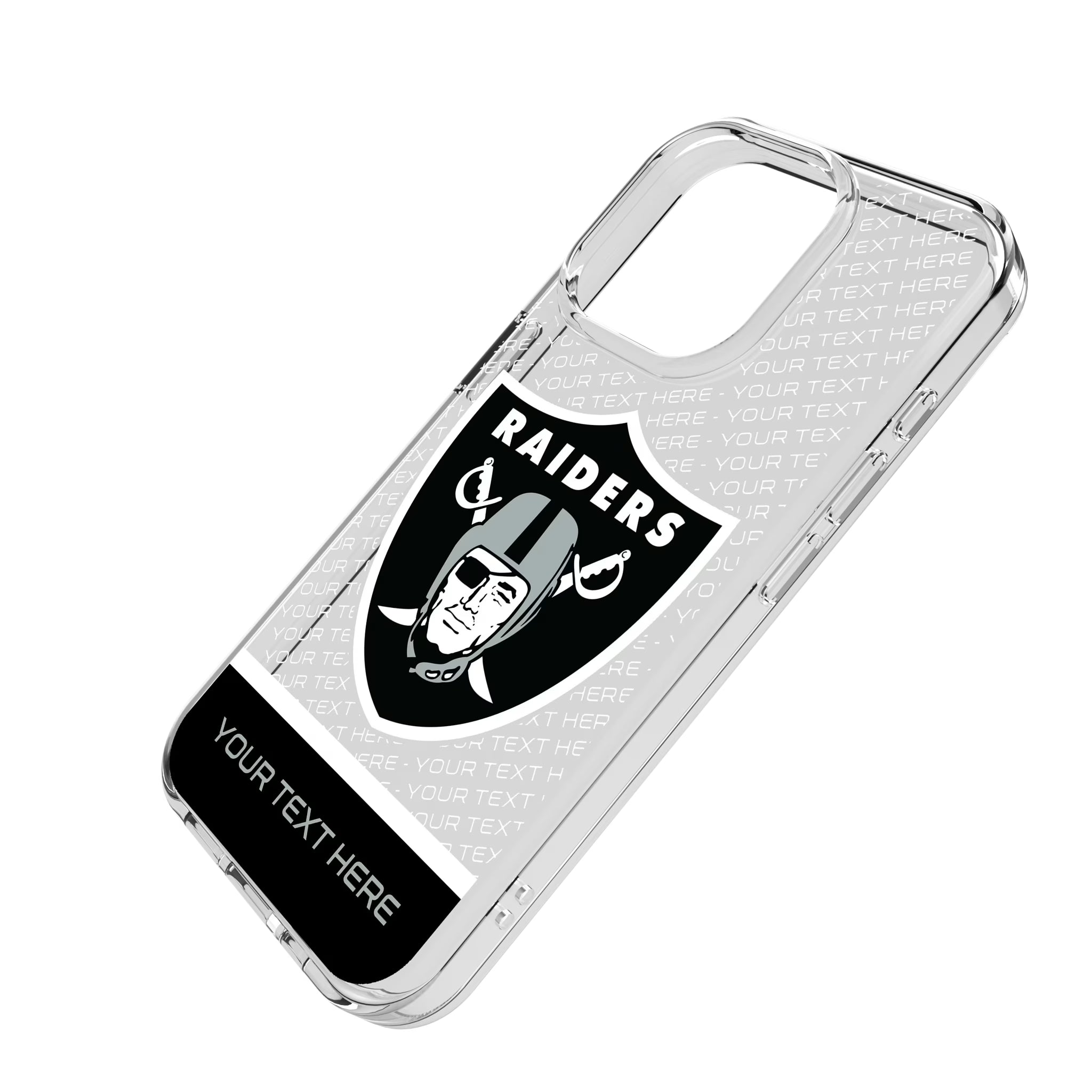 Las Vegas Raiders Personalized EndZone Plus iPhone Clear Phone Case for Apple iPhone - Isometric View