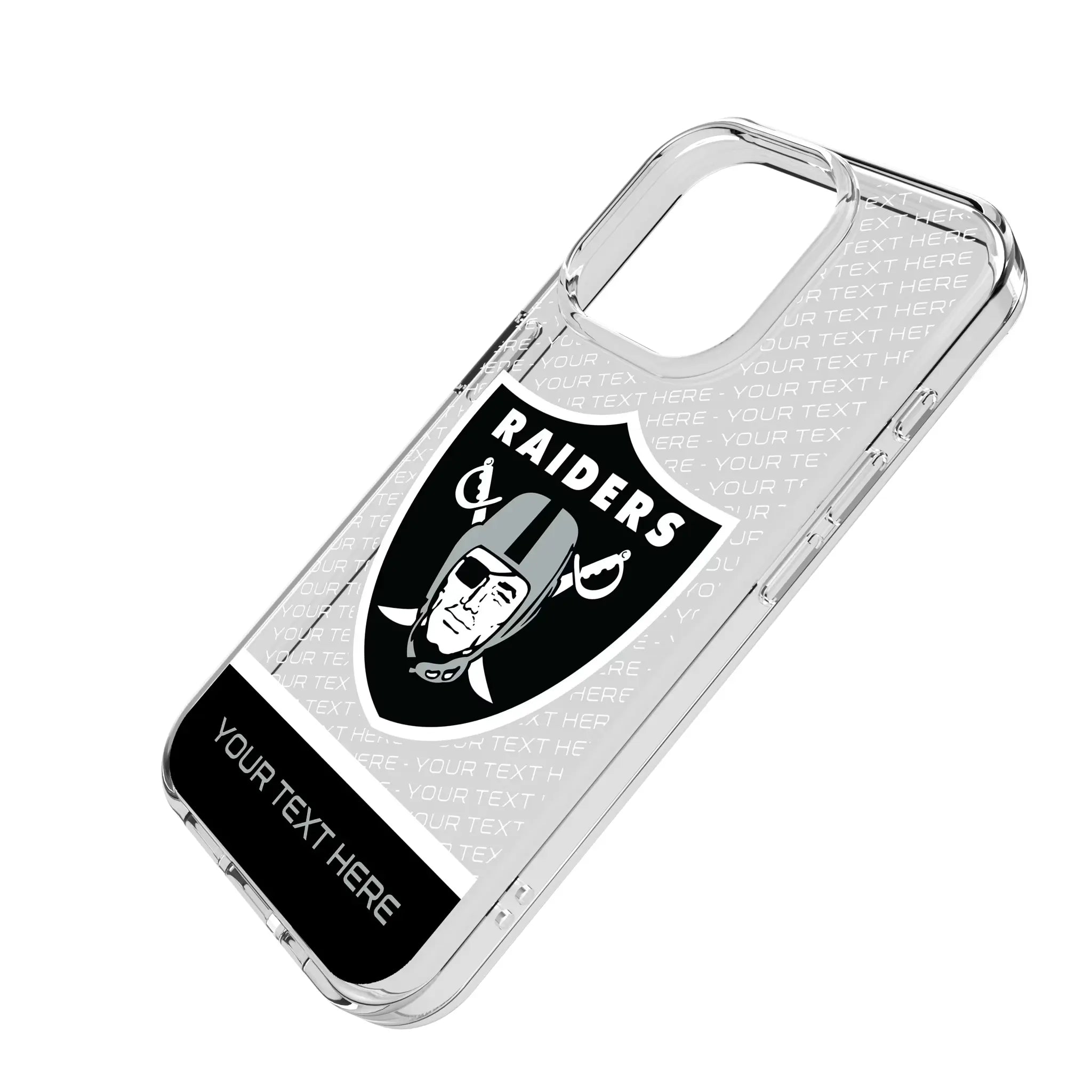 Las Vegas Raiders Personalized EndZone Plus iPhone Clear Phone Case for Apple iPhone - Isometric View