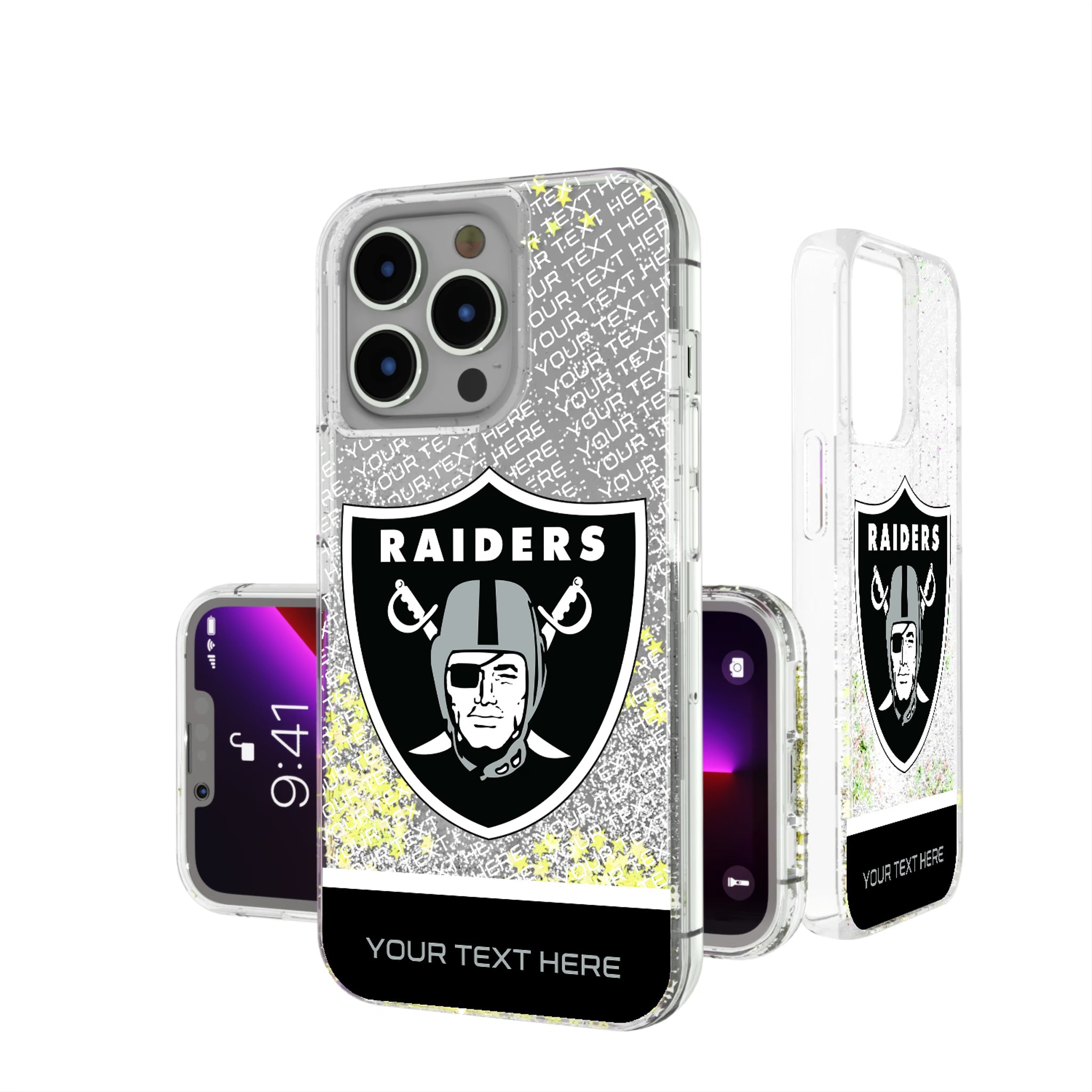 Las Vegas Raiders Personalized EndZone Plus iPhone Glitter Phone Case for Apple iPhone