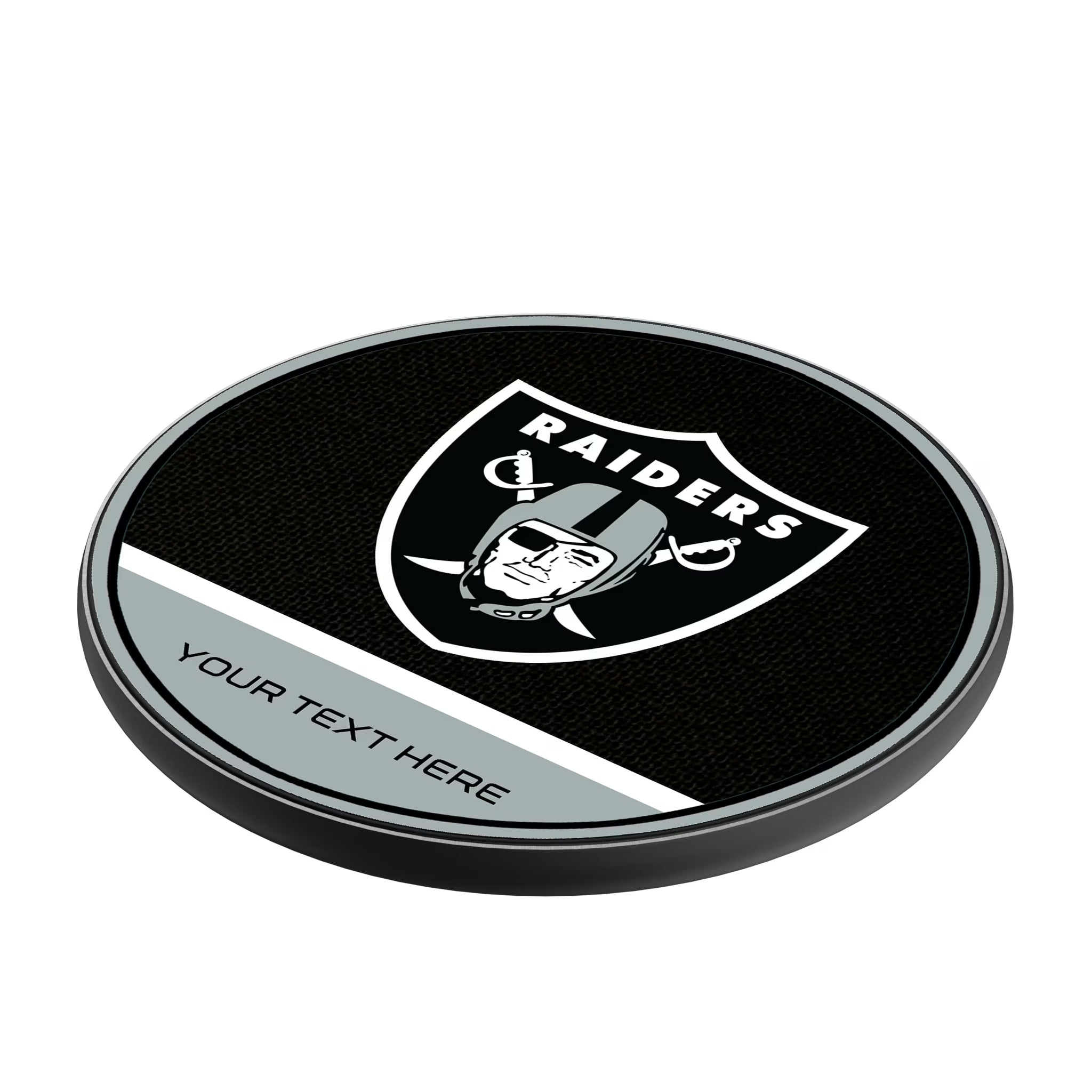 Las Vegas Raiders Personalized Endzone Solid 15-Watt Wireless Charger - Isometric View