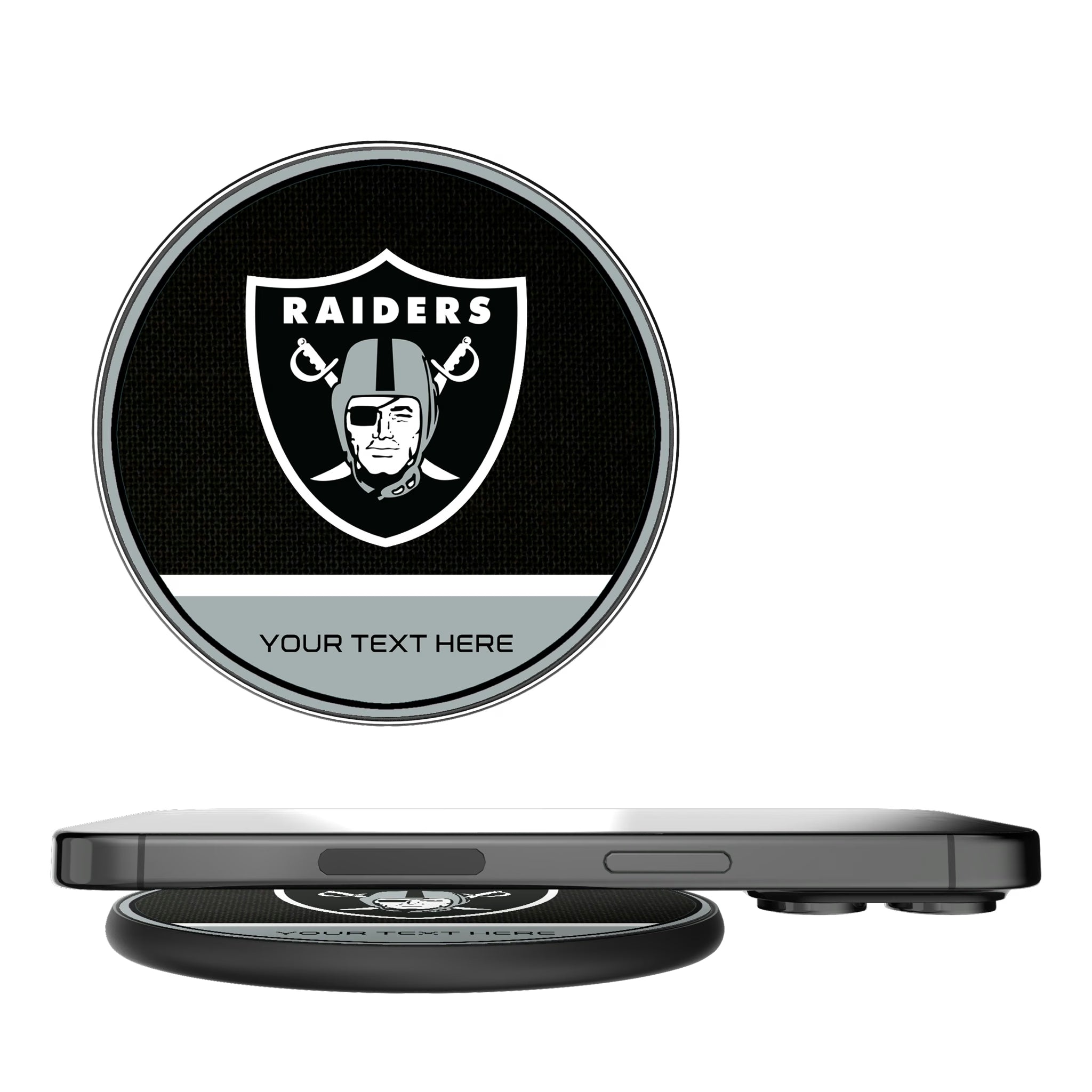 Las Vegas Raiders Personalized Endzone Solid 15-Watt Wireless Charger