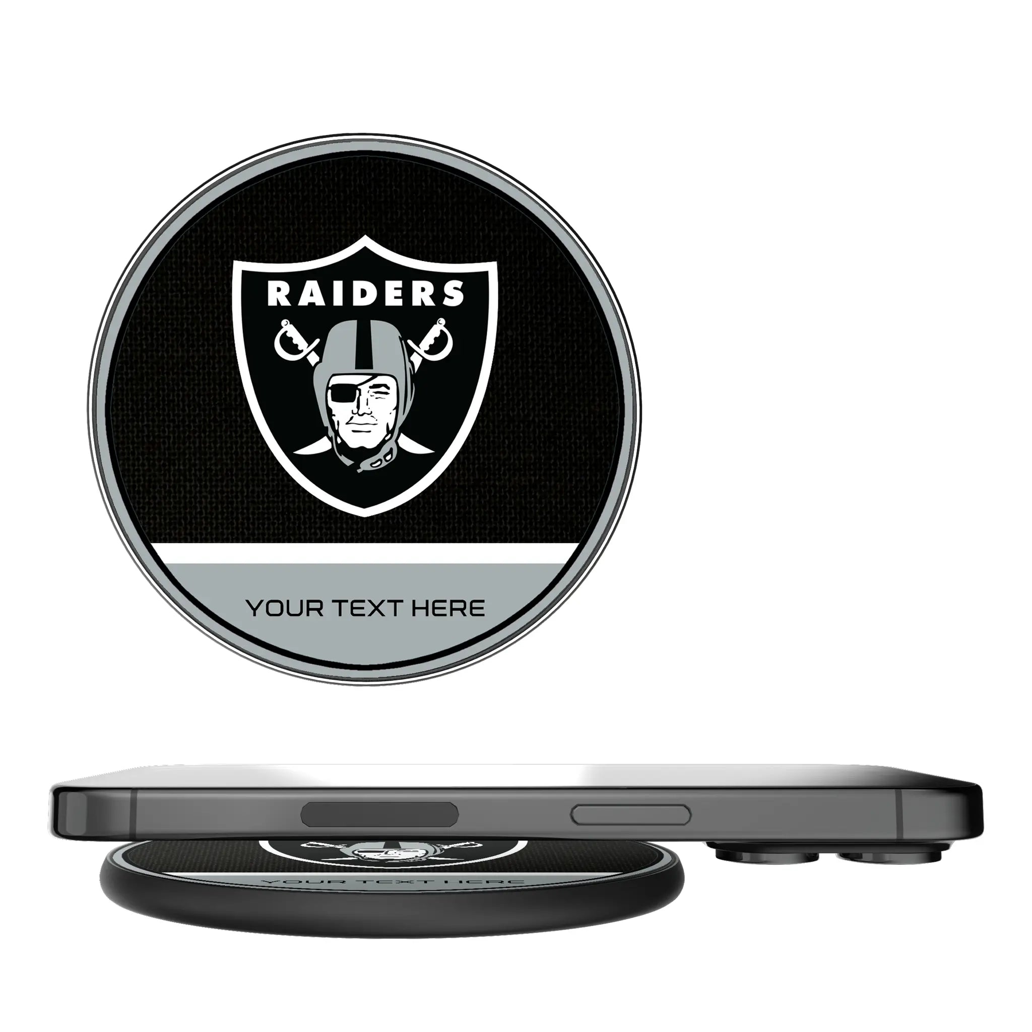 Las Vegas Raiders Personalized Endzone Solid 15-Watt Wireless Charger