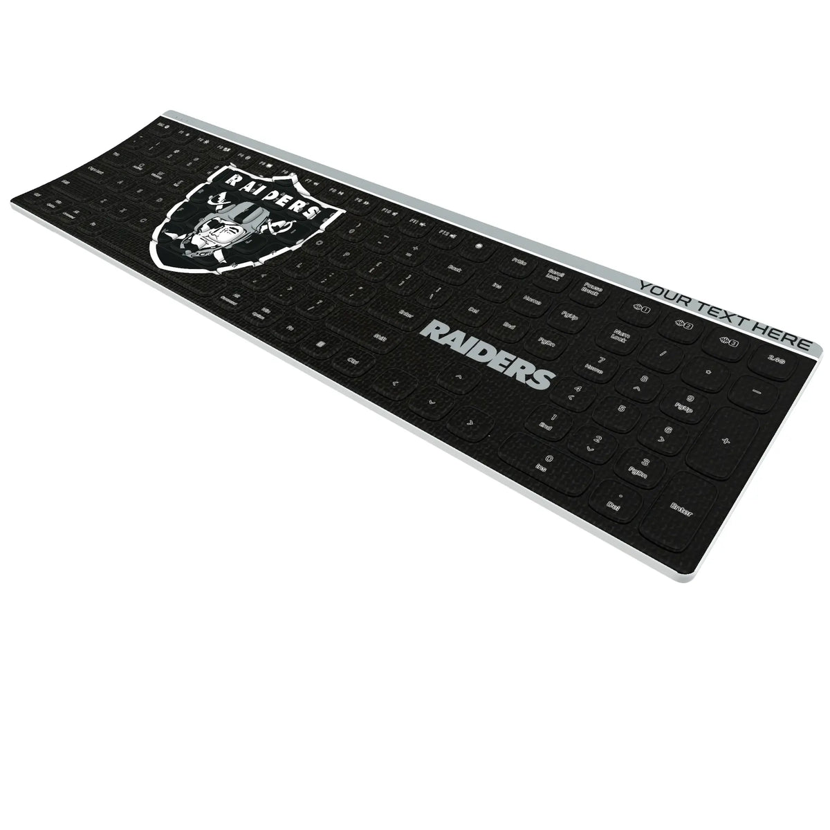 Las Vegas Raiders Personalized Endzone Solid KKB605 Curved Wireless Keyboard - Isometric View