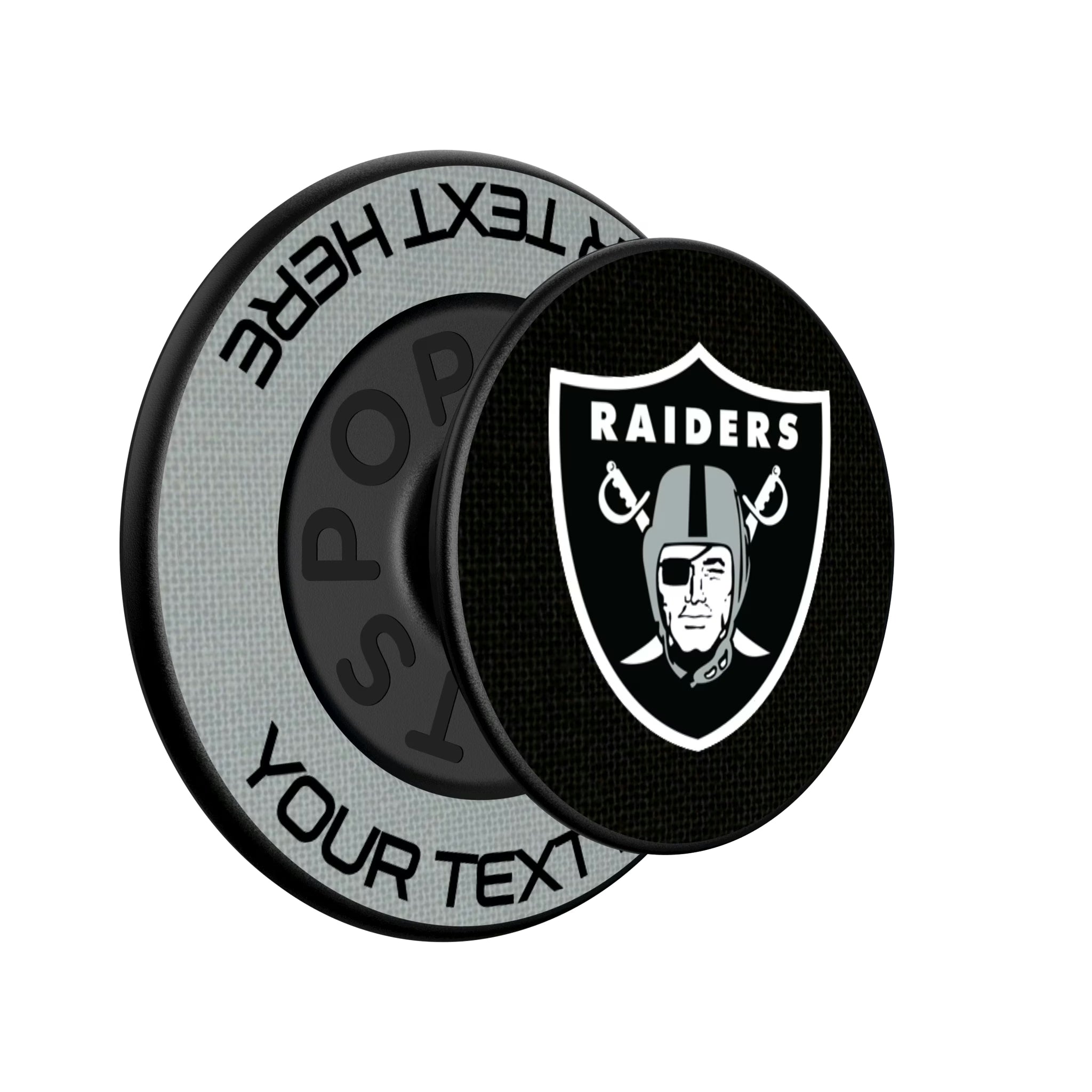 Las Vegas Raiders Personalized Endzone Solid Popsockets Round Magnetic - Isometric View