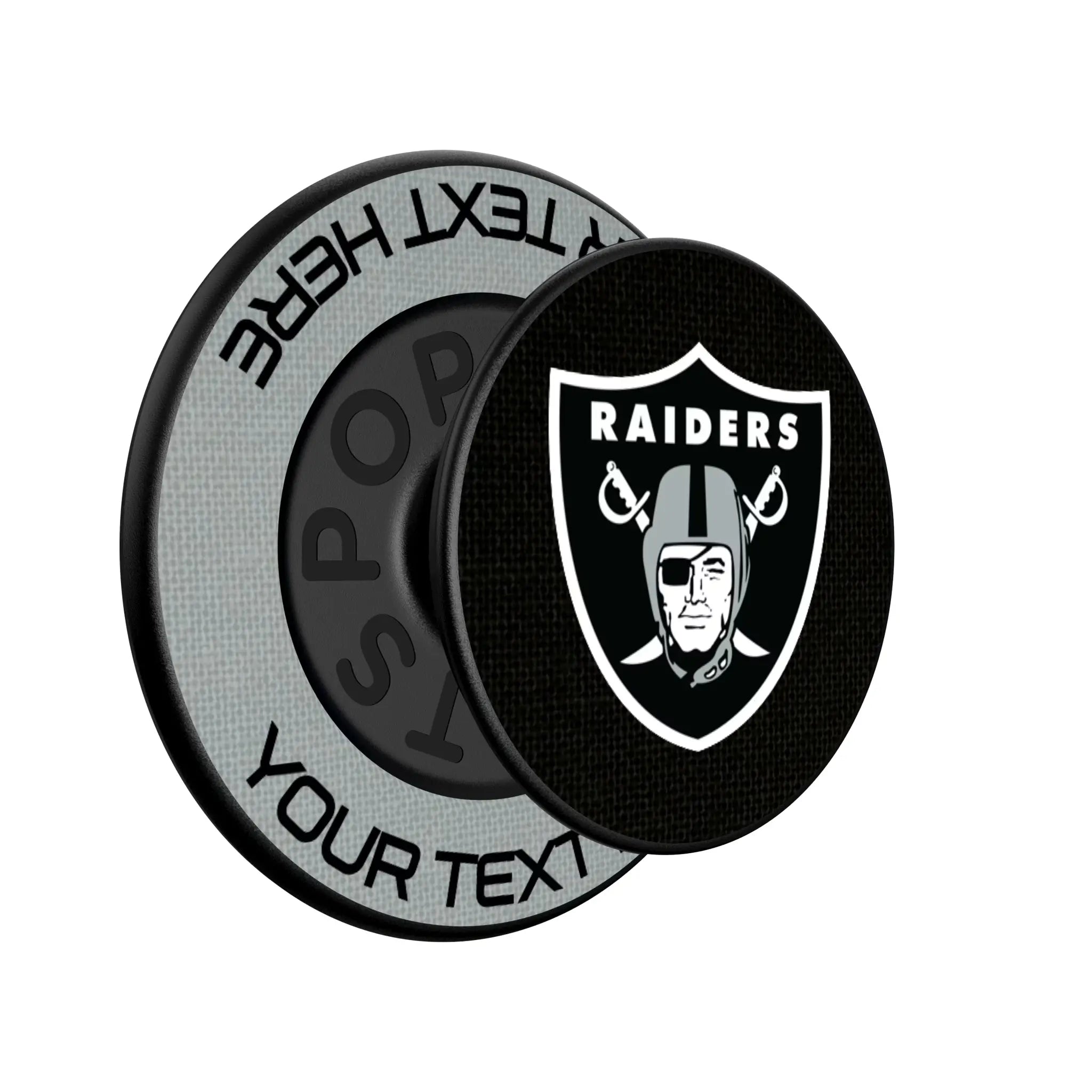 Las Vegas Raiders Personalized Endzone Solid Popsockets Round Magnetic - Isometric View