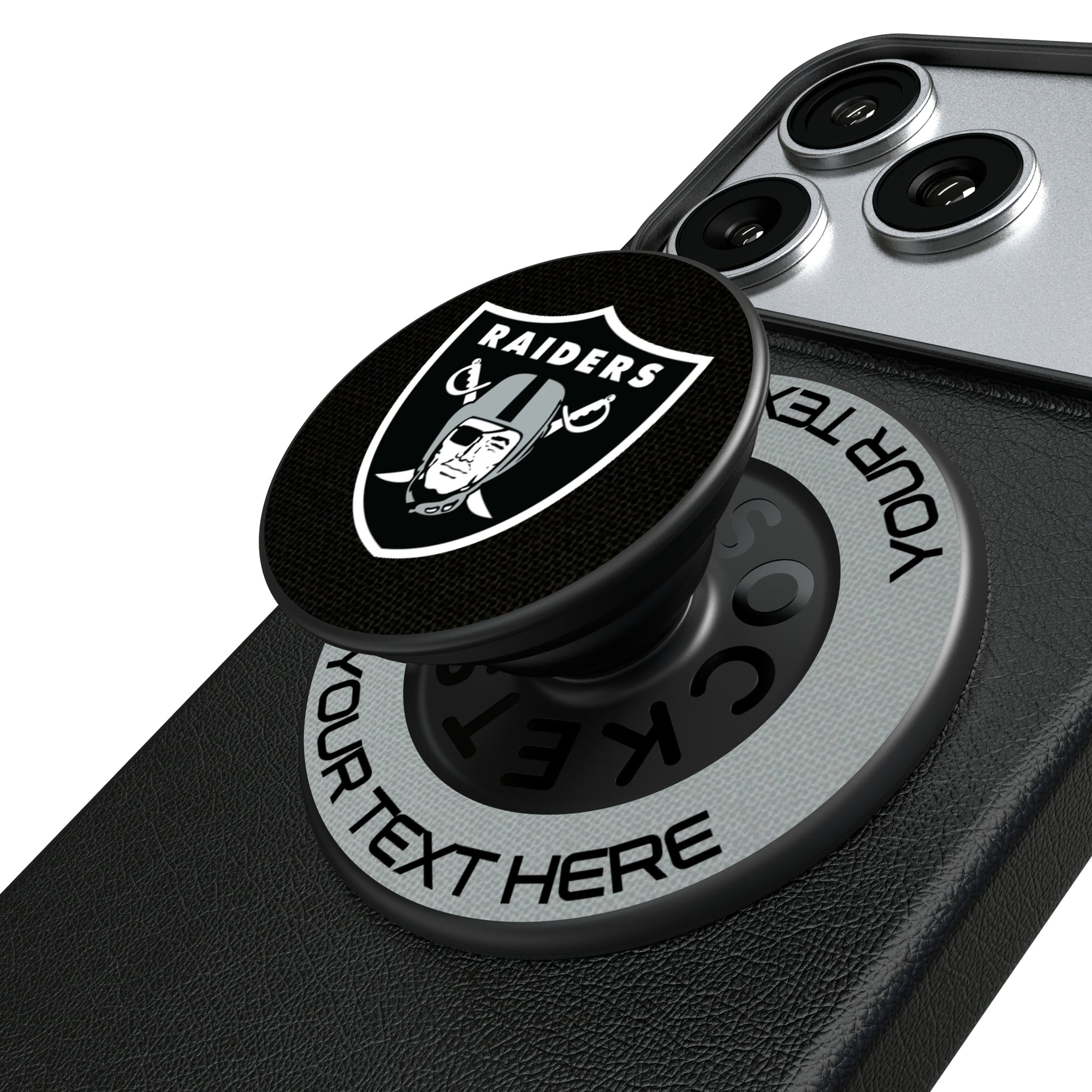 Las Vegas Raiders Personalized Endzone Solid Popsockets Round Magnetic