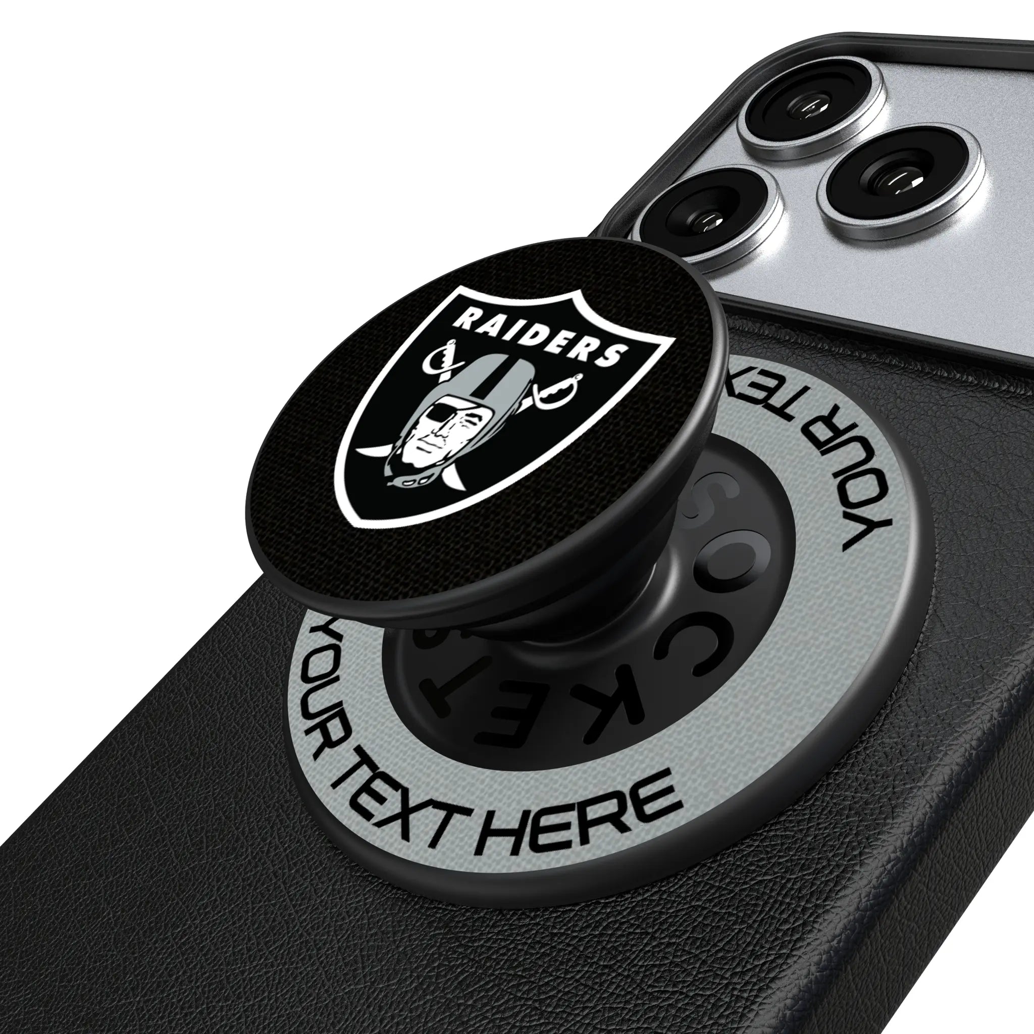 Las Vegas Raiders Personalized Endzone Solid Popsockets Round Magnetic