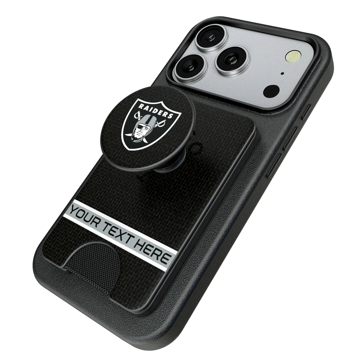 Las Vegas Raiders Personalized Endzone Solid Popsockets Wallet Magnetic - Isometric View