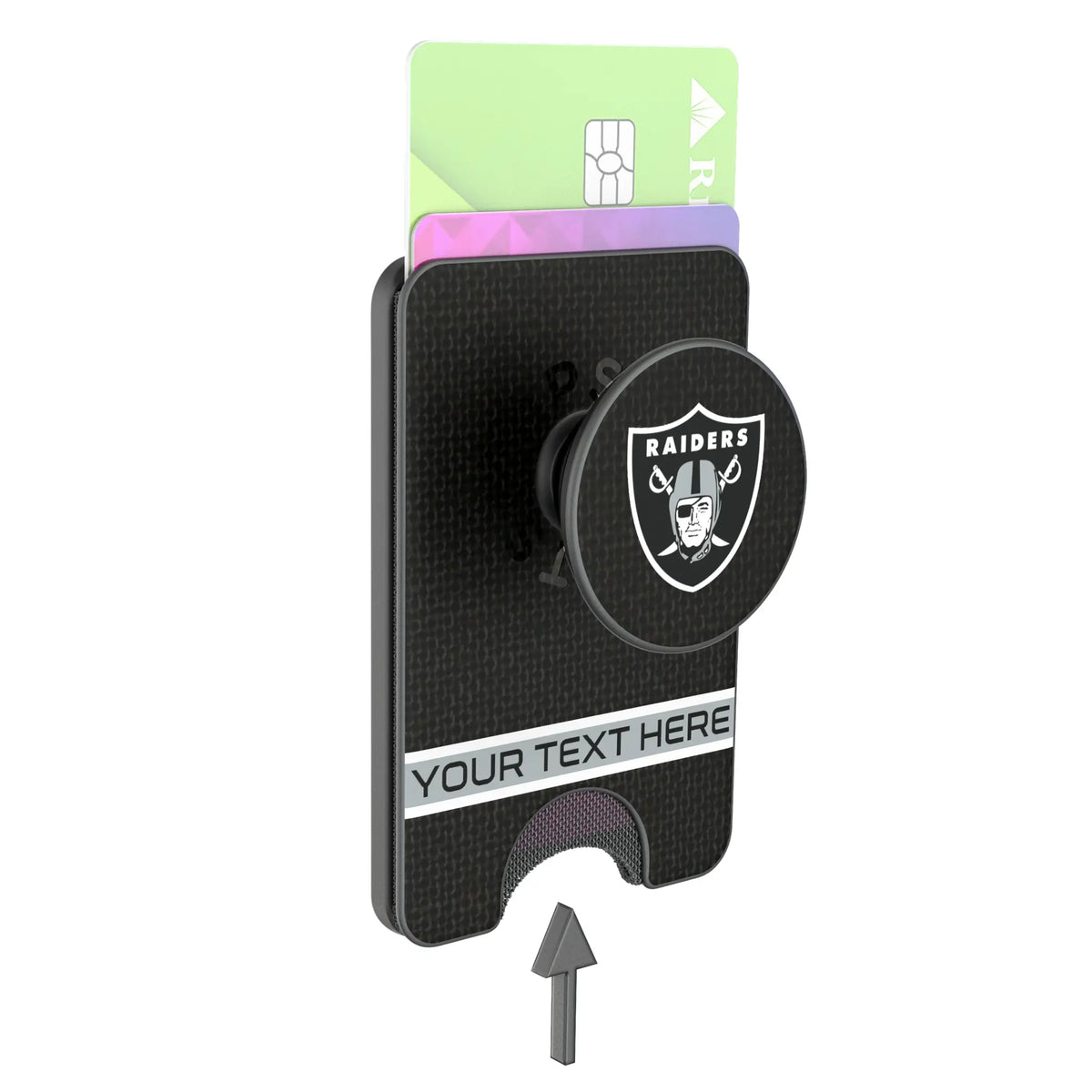 Las Vegas Raiders Personalized Endzone Solid Popsockets Wallet Magnetic - Detail