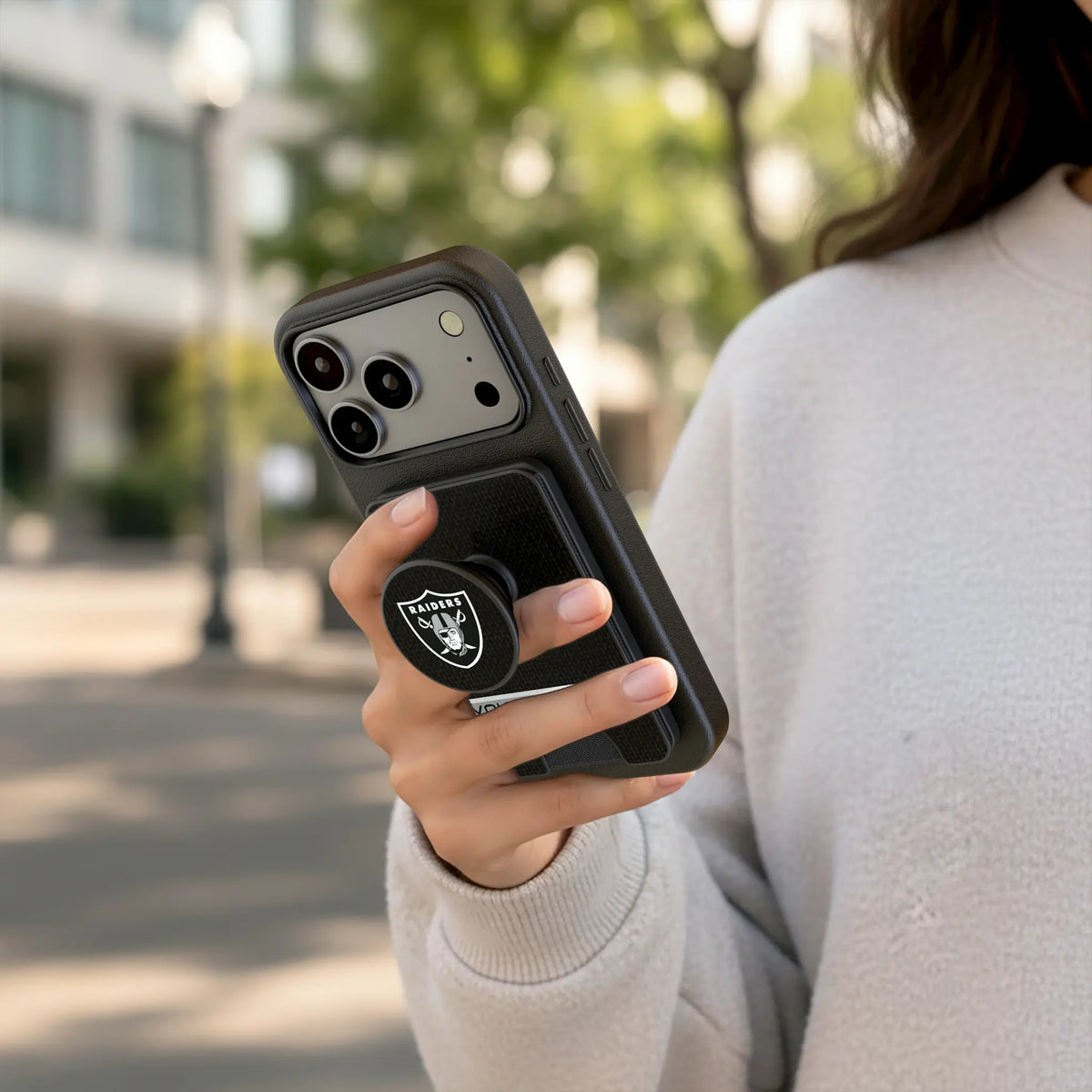 Las Vegas Raiders Personalized Endzone Solid Popsockets Wallet Magnetic - Lifestyle