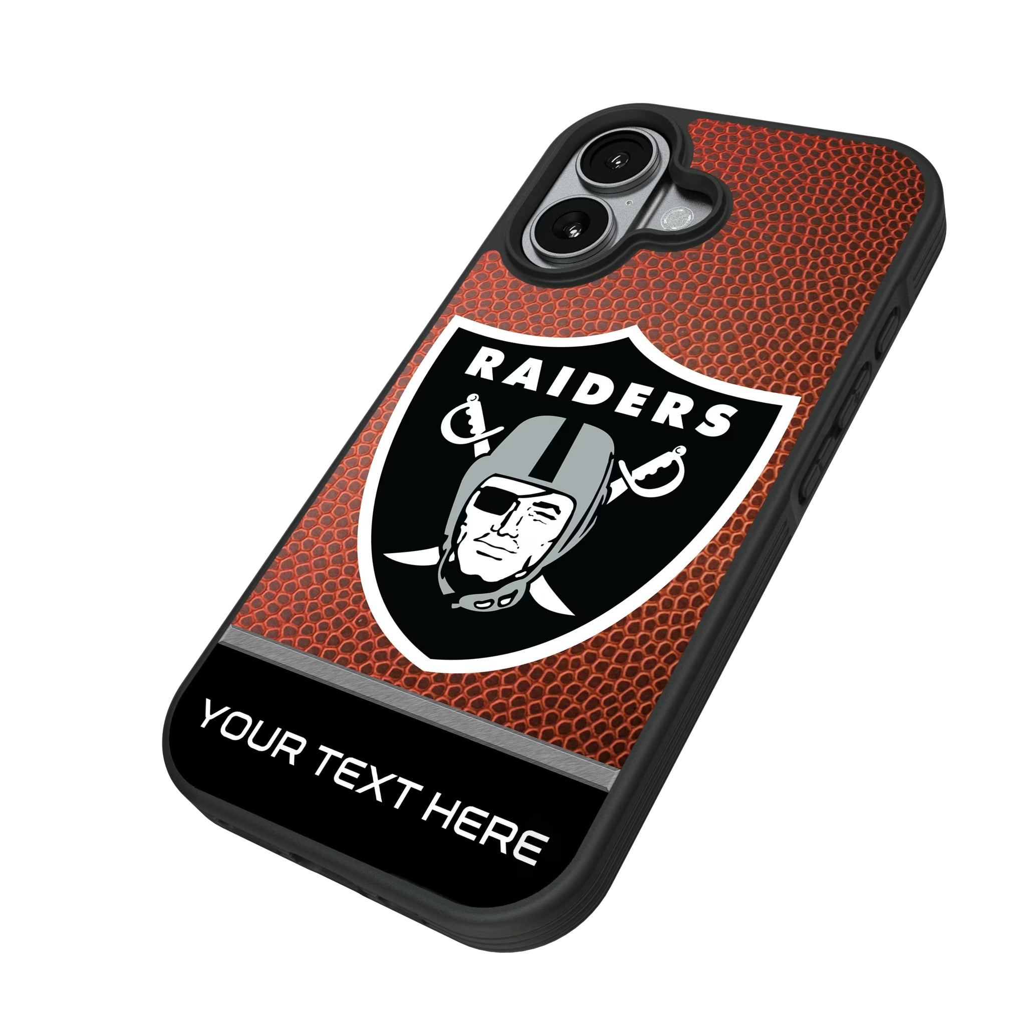 Las Vegas Raiders Personalized Football iPhone Bump Phone Case for Apple iPhone - Isometric View#Device_iPhone 17