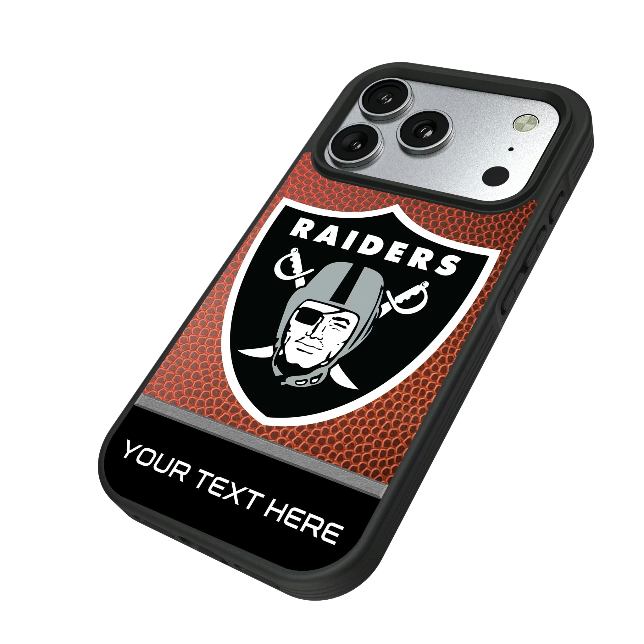 Las Vegas Raiders Personalized Football iPhone Bump Phone Case for Apple iPhone - Isometric View#Device_iPhone 17 Pro