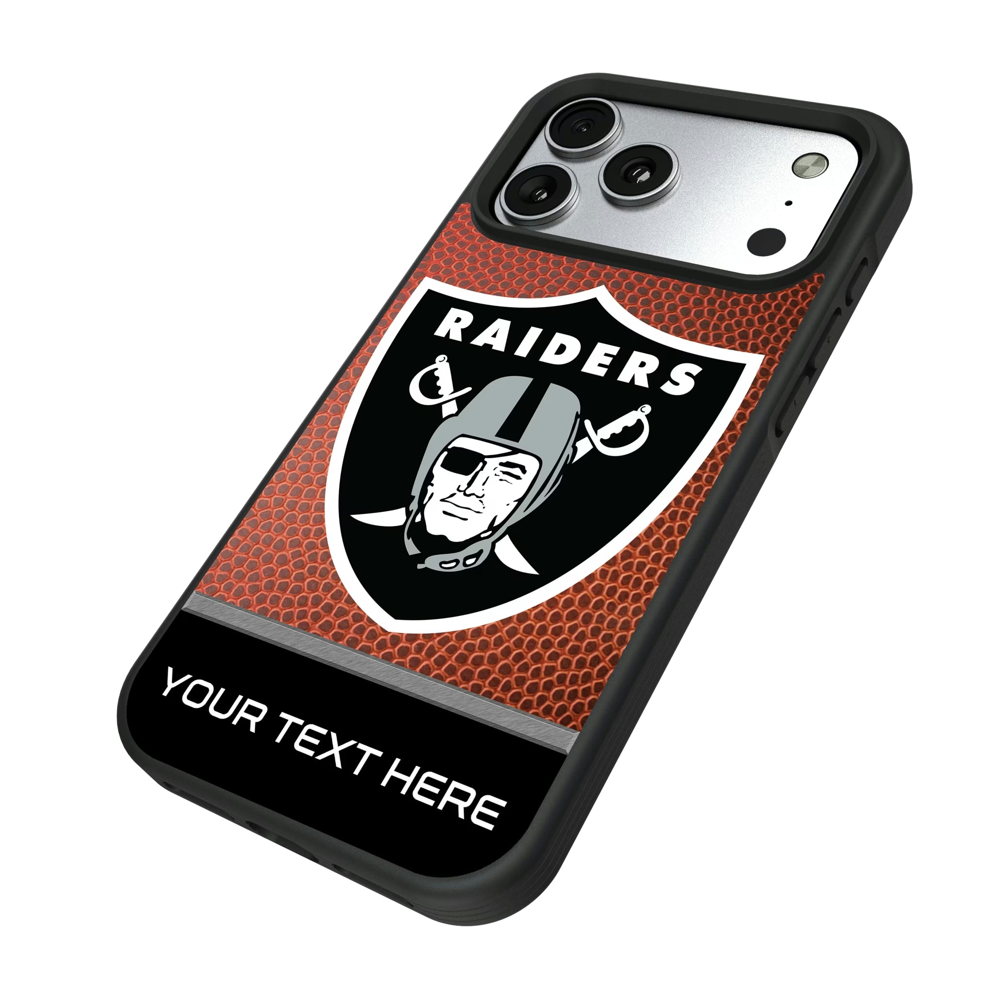 Las Vegas Raiders Personalized Football iPhone Bump Phone Case for Apple iPhone - Isometric View#Device_iPhone 17 Pro Max