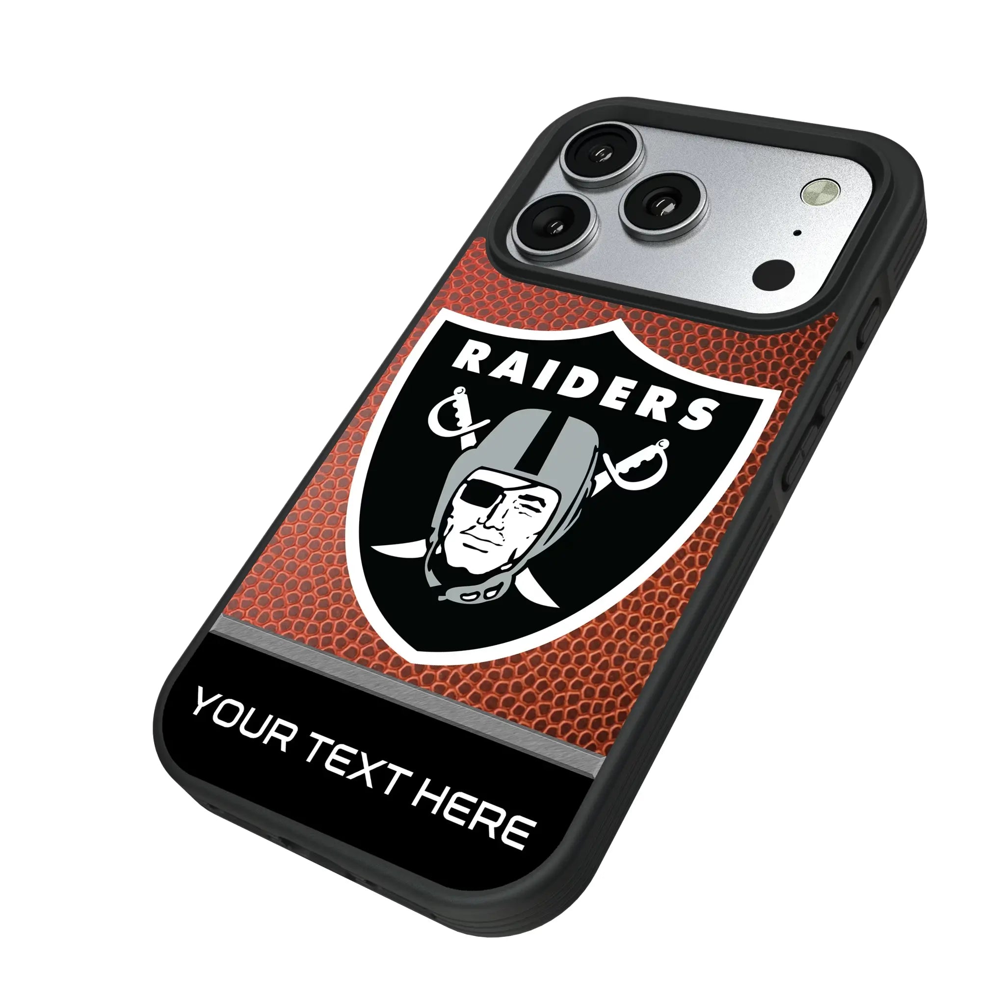 Las Vegas Raiders Personalized Football iPhone Bump Phone Case for Apple iPhone - Isometric View#Device_iPhone 17 Pro