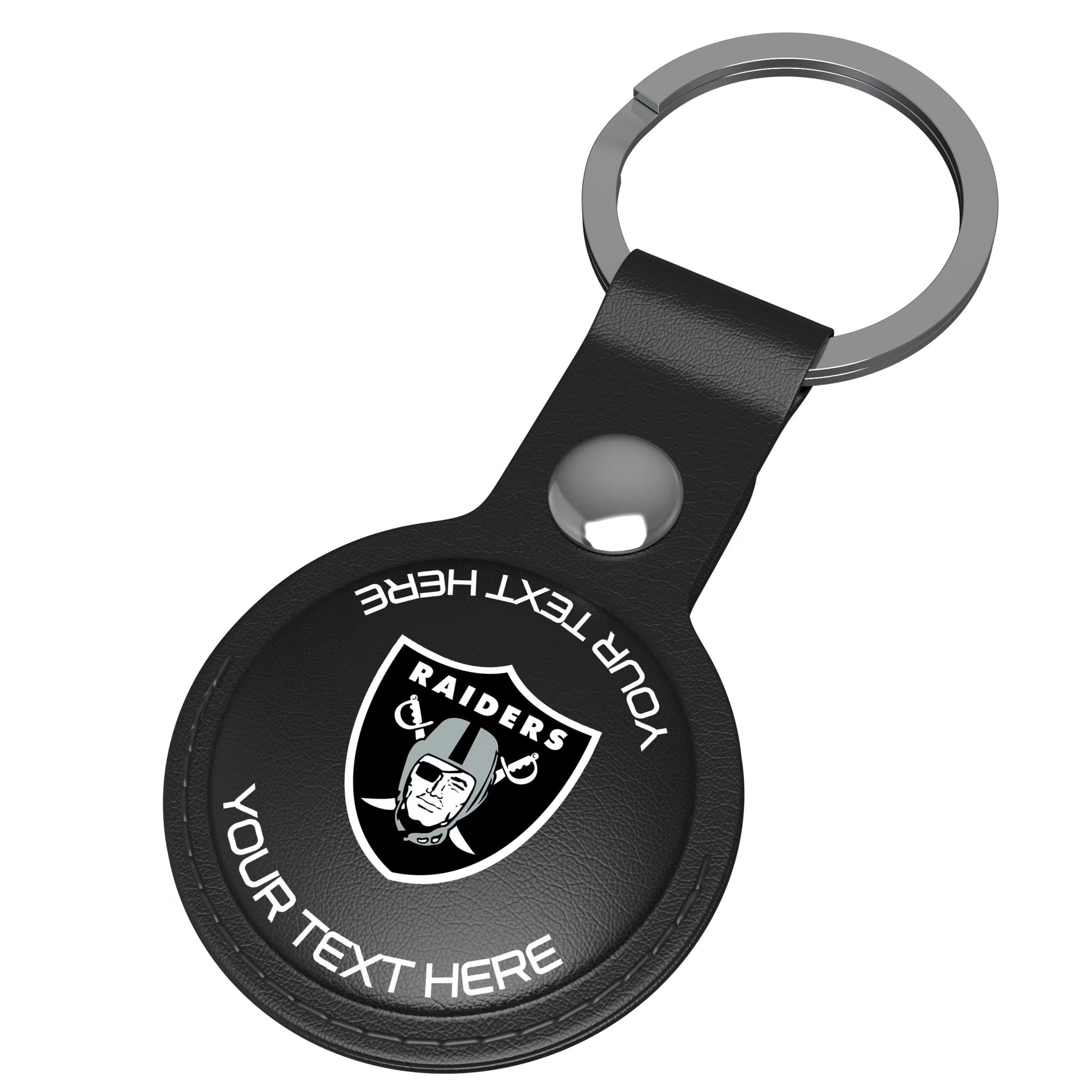 Las Vegas Raiders Personalized Insignia AirTag Black Airtag Holder - Isometric View