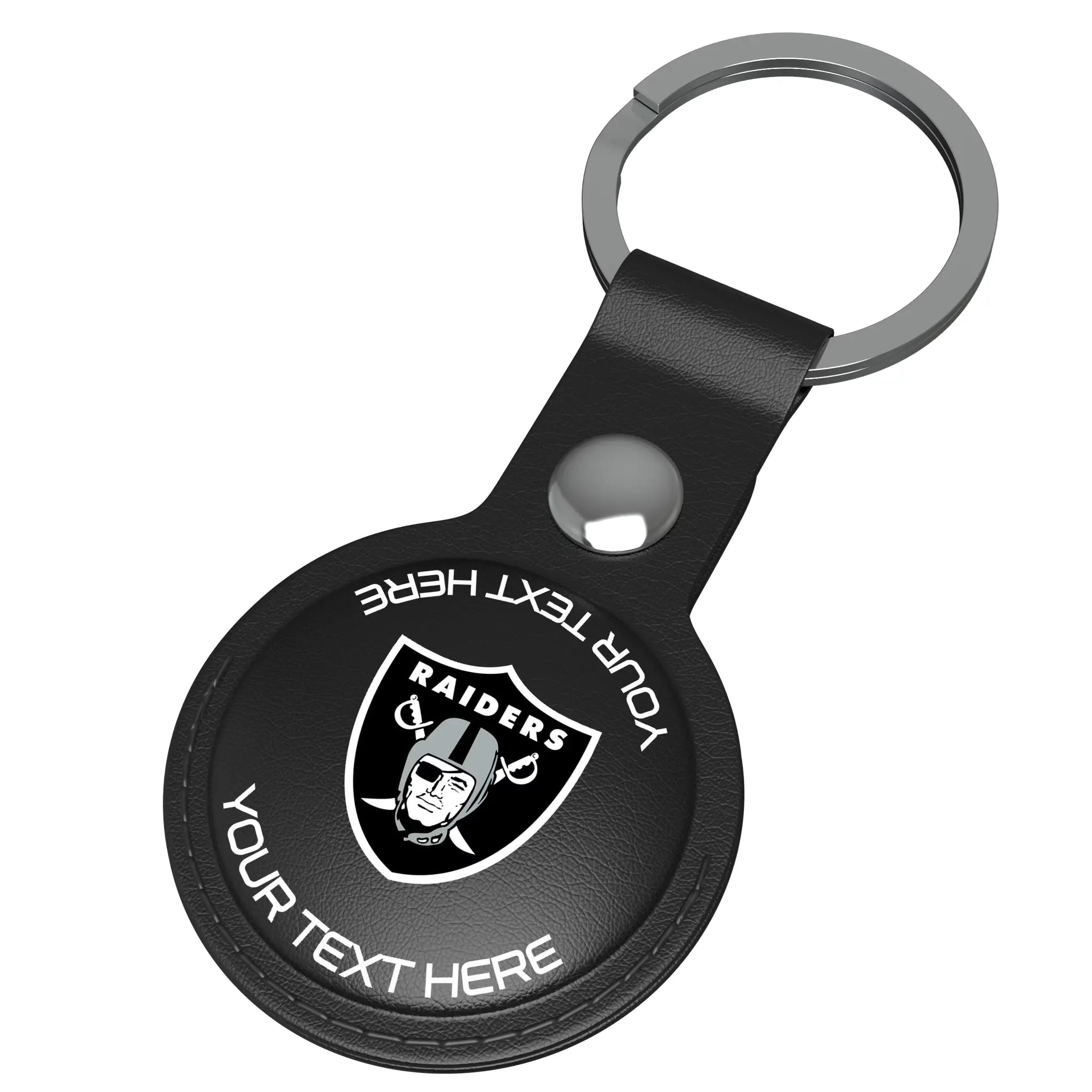 Las Vegas Raiders Personalized Insignia AirTag Black Airtag Holder - Isometric View