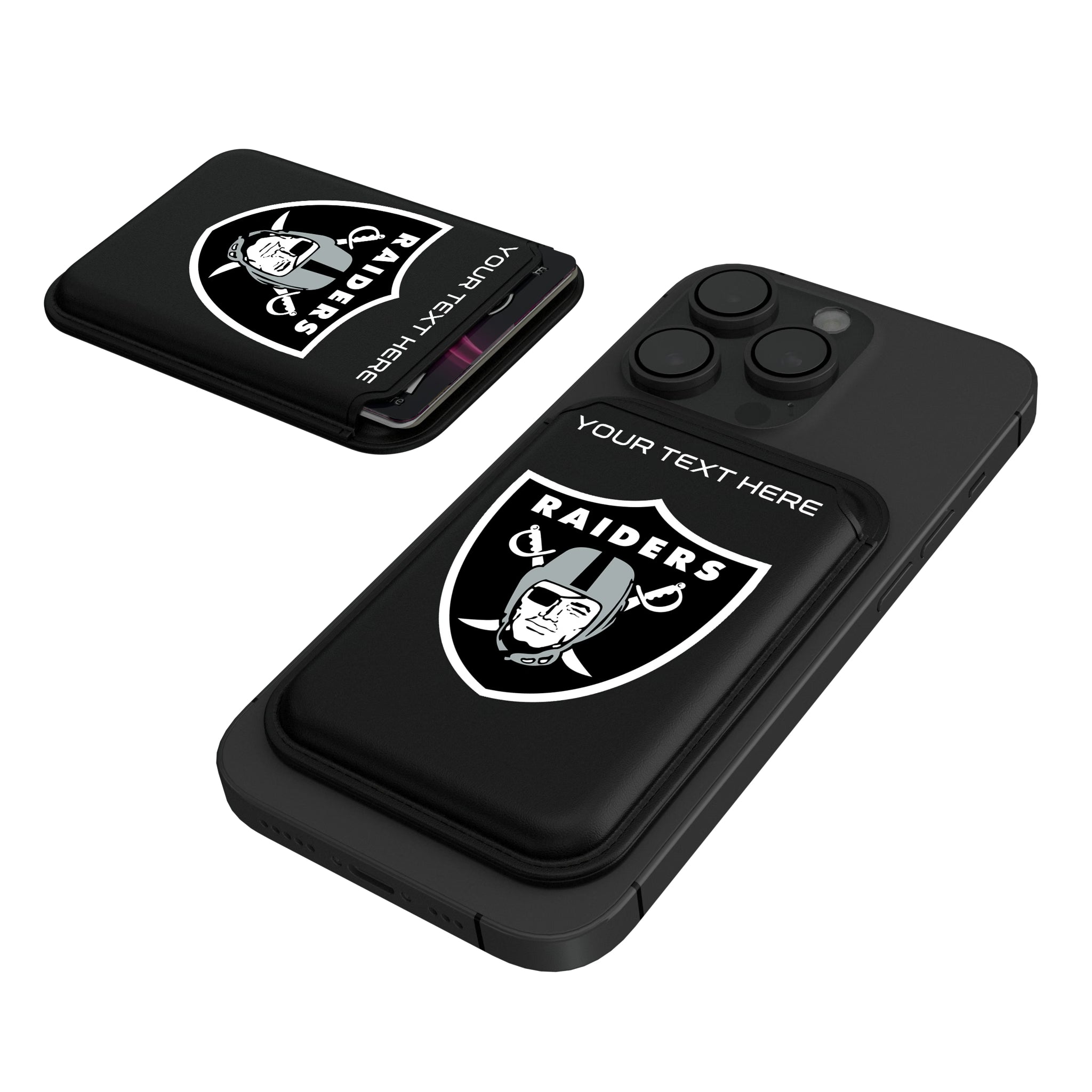 Las Vegas Raiders Personalized Insignia Black Magnetic Credit Card Wallet