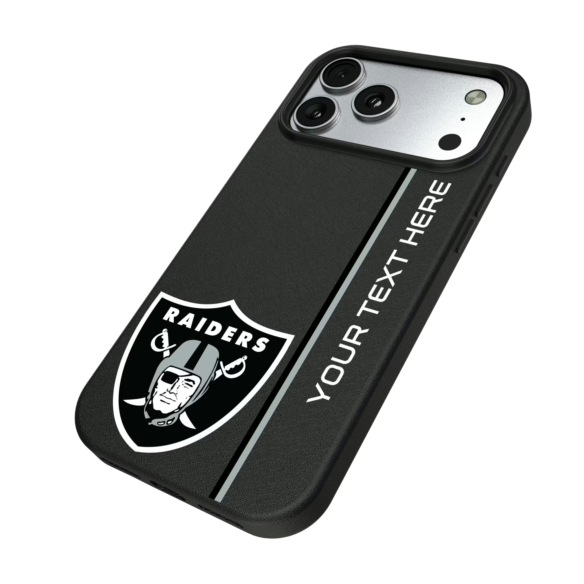 Las Vegas Raiders Personalized Sidebard iPhone MagSafe Compatible Phone Case for Apple iPhone - Isometric View#Device_iPhone 17 Pro Max