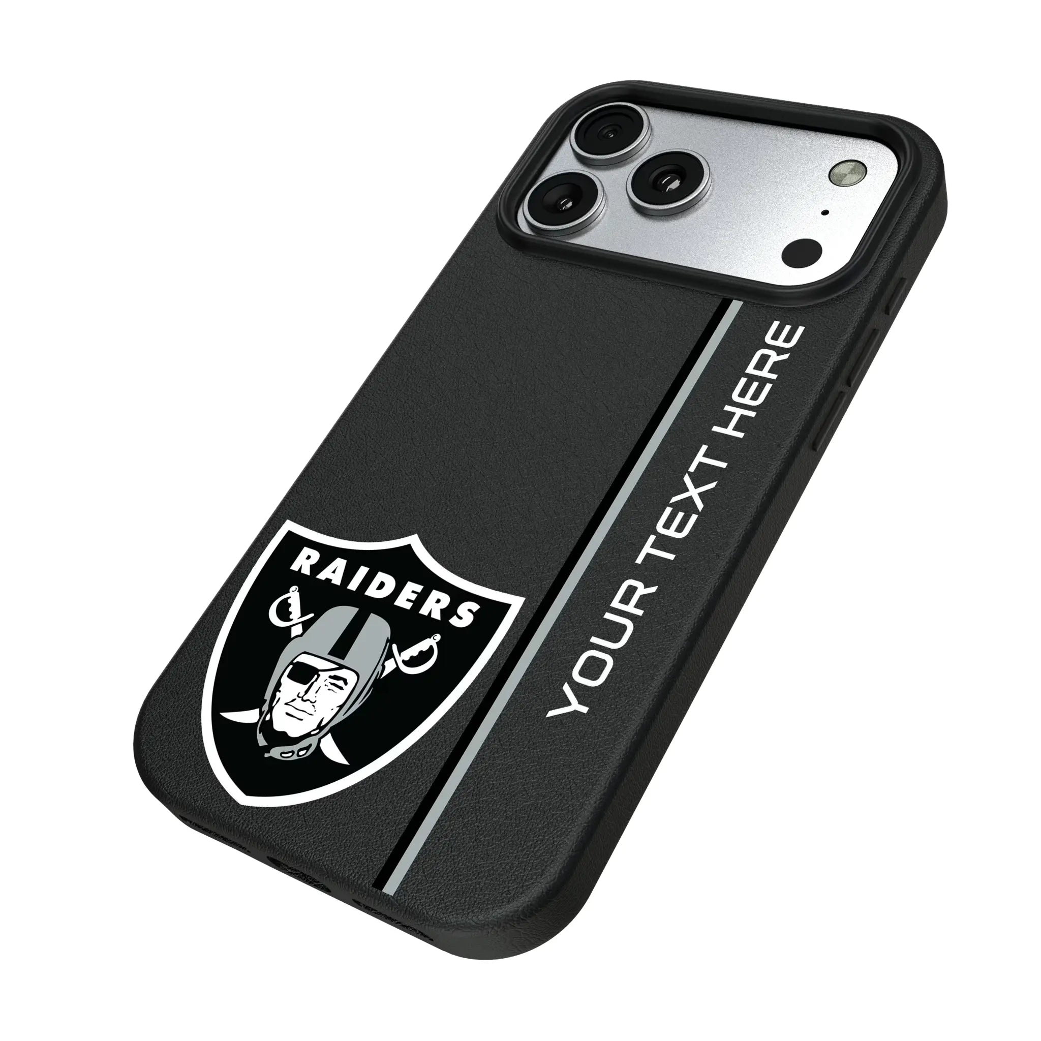 Las Vegas Raiders Personalized Sidebard iPhone MagSafe Compatible Phone Case for Apple iPhone - Isometric View#Device_iPhone 17 Pro Max