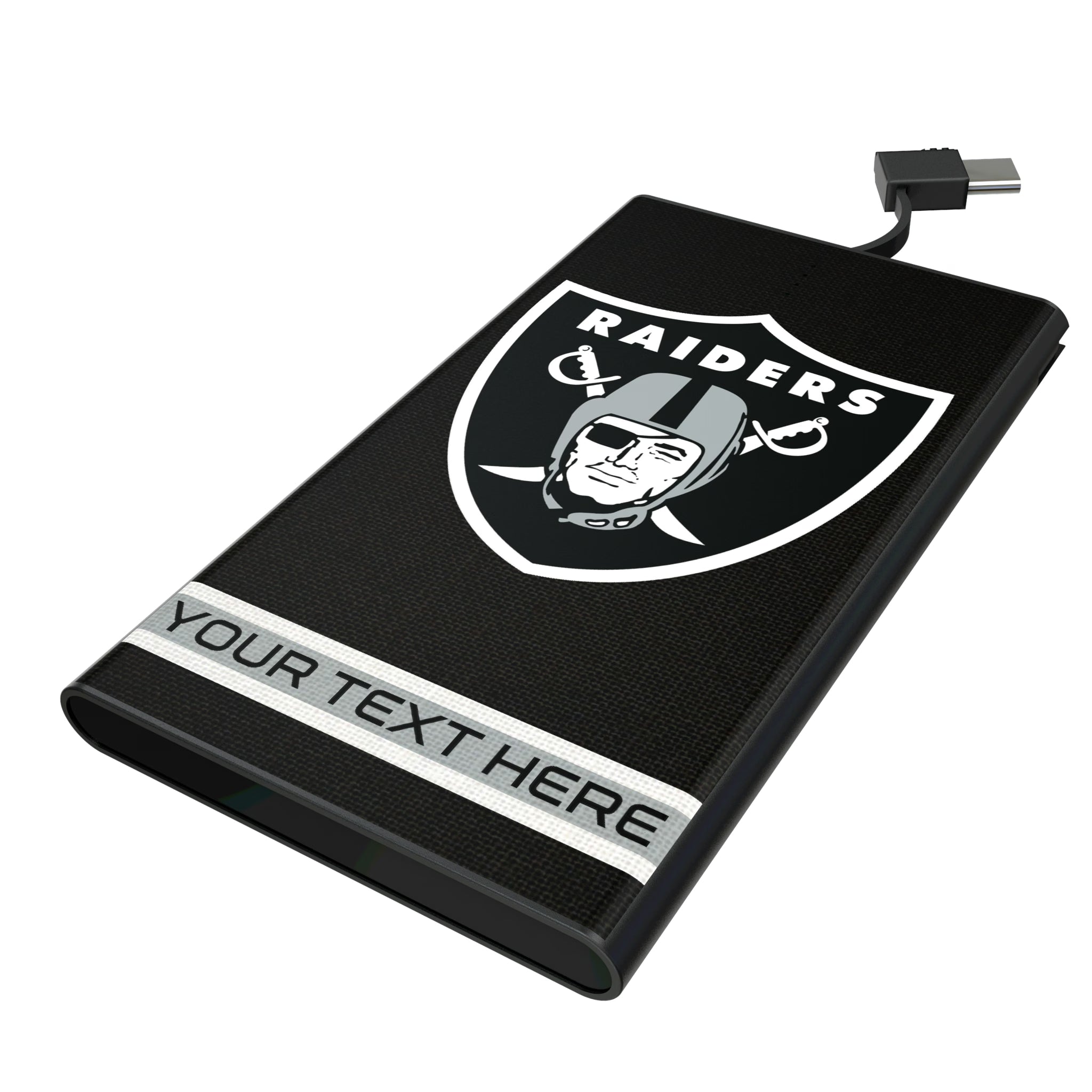 Las Vegas Raiders Personalized Stripe 5000mAh Flat Powerbank