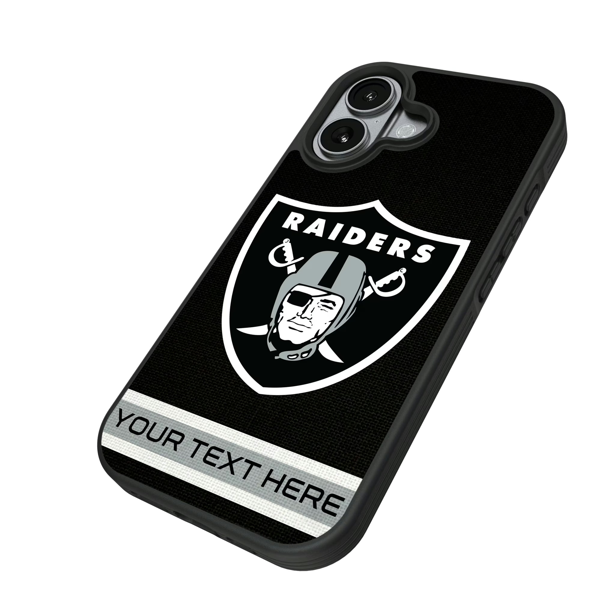 Las Vegas Raiders Personalized Stripe iPhone Bump Phone Case for Apple iPhone - Isometric View#Device_iPhone 17