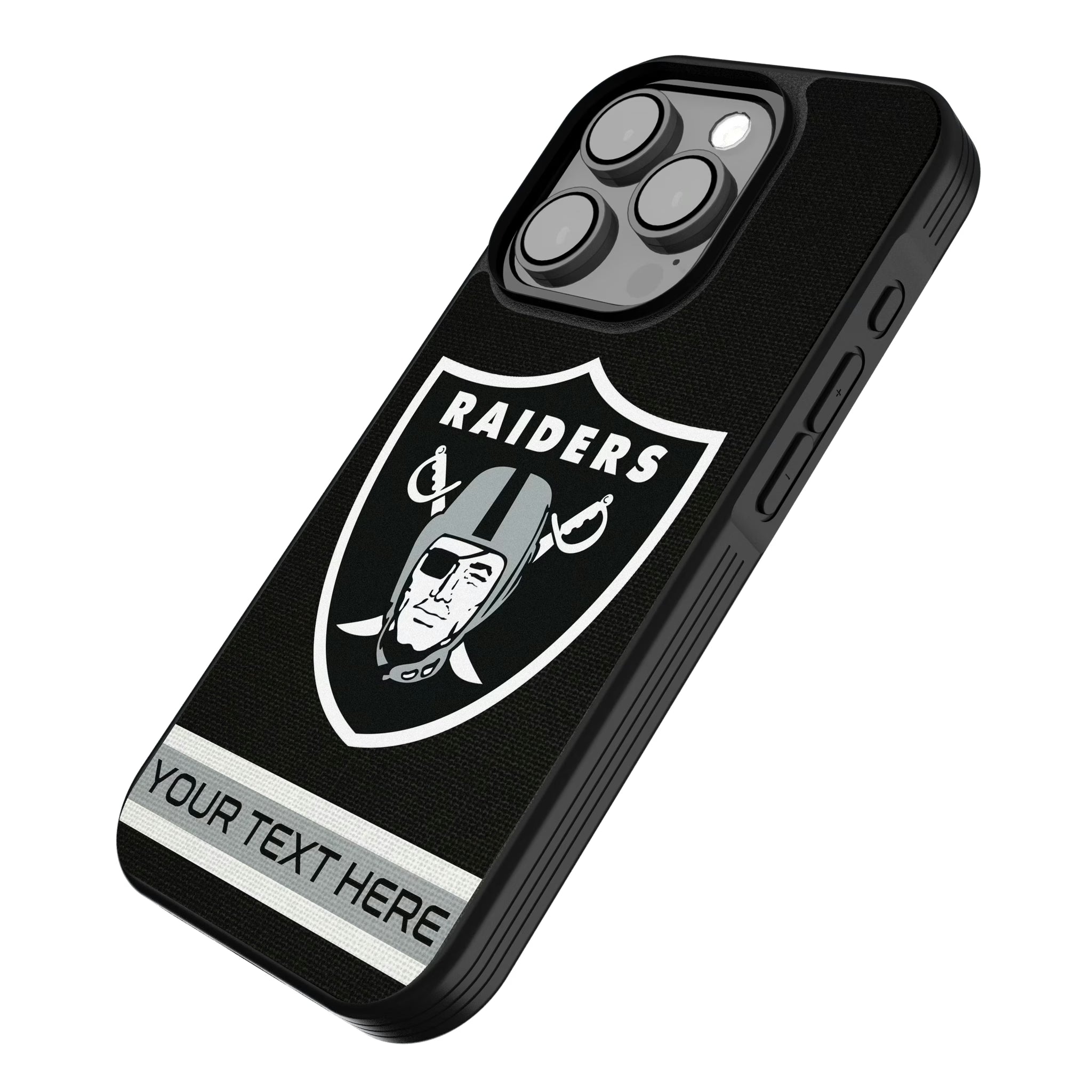 Las Vegas Raiders Personalized Stripe iPhone Bump Phone Case for Apple iPhone - Isometric View