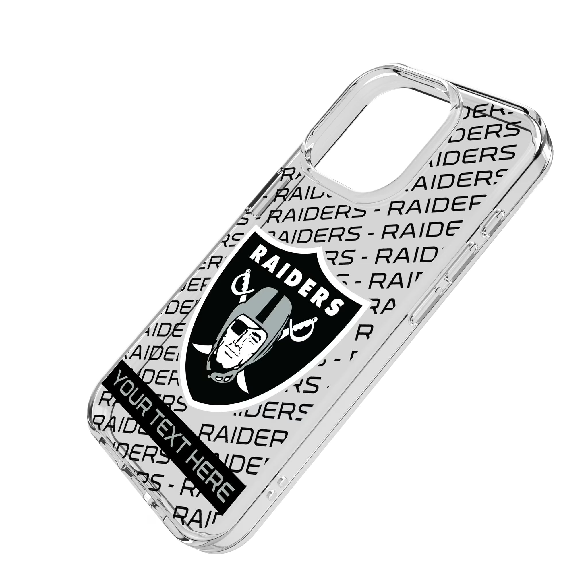Las Vegas Raiders Personalized Tilt iPhone Clear Phone Case for Apple iPhone - Isometric View