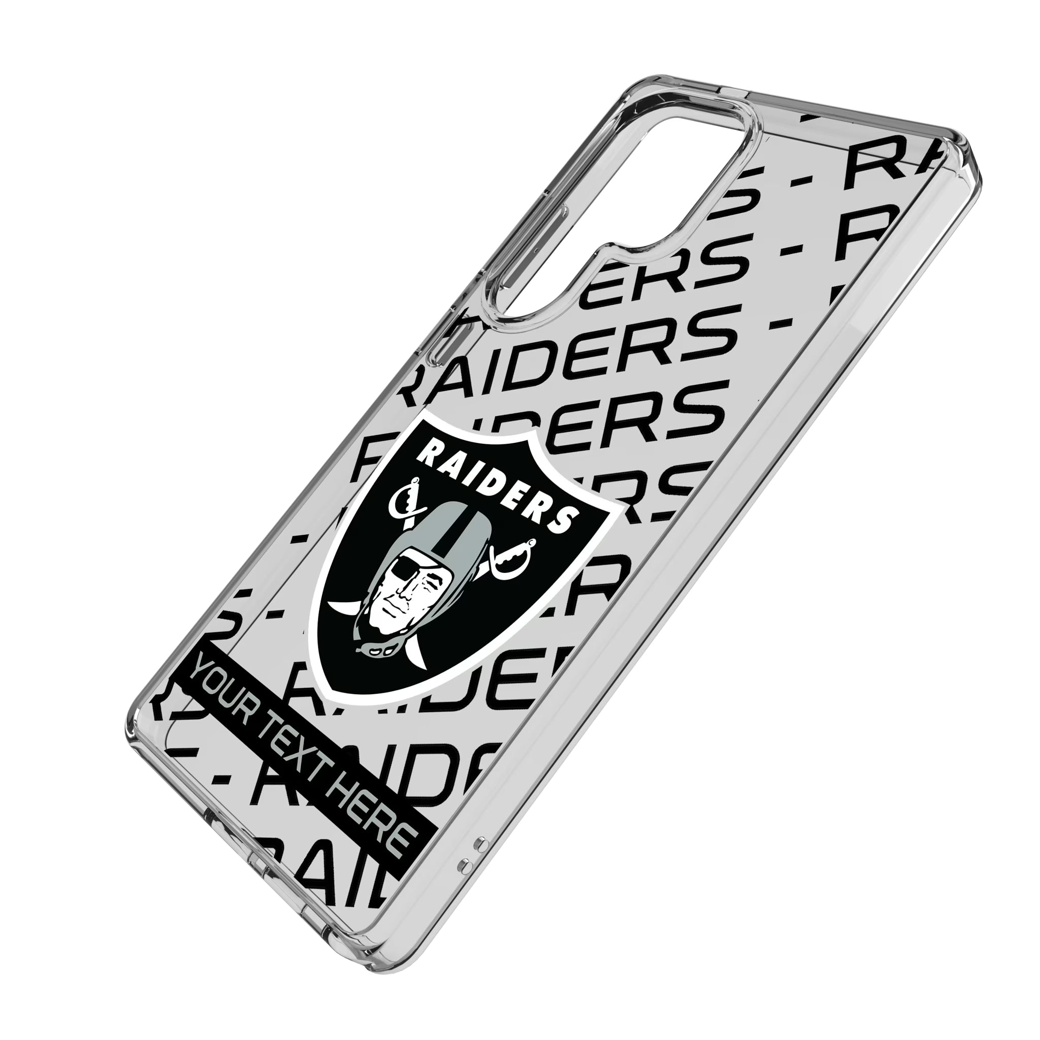 Las Vegas Raiders Personalized Tilt Galaxy Clear Phone Case for Samsung Galaxy - Isometric View