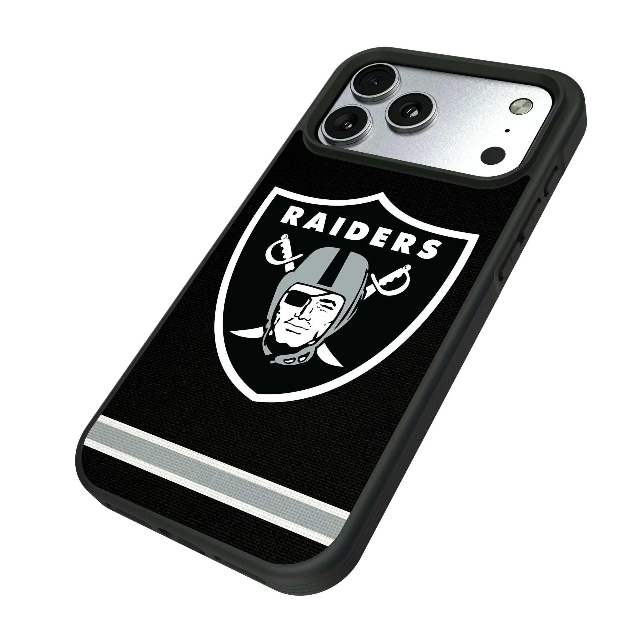 Las Vegas Raiders Stripe iPhone Bump Phone Case for Apple iPhone - Isometric View#Device_iPhone 17 Pro Max