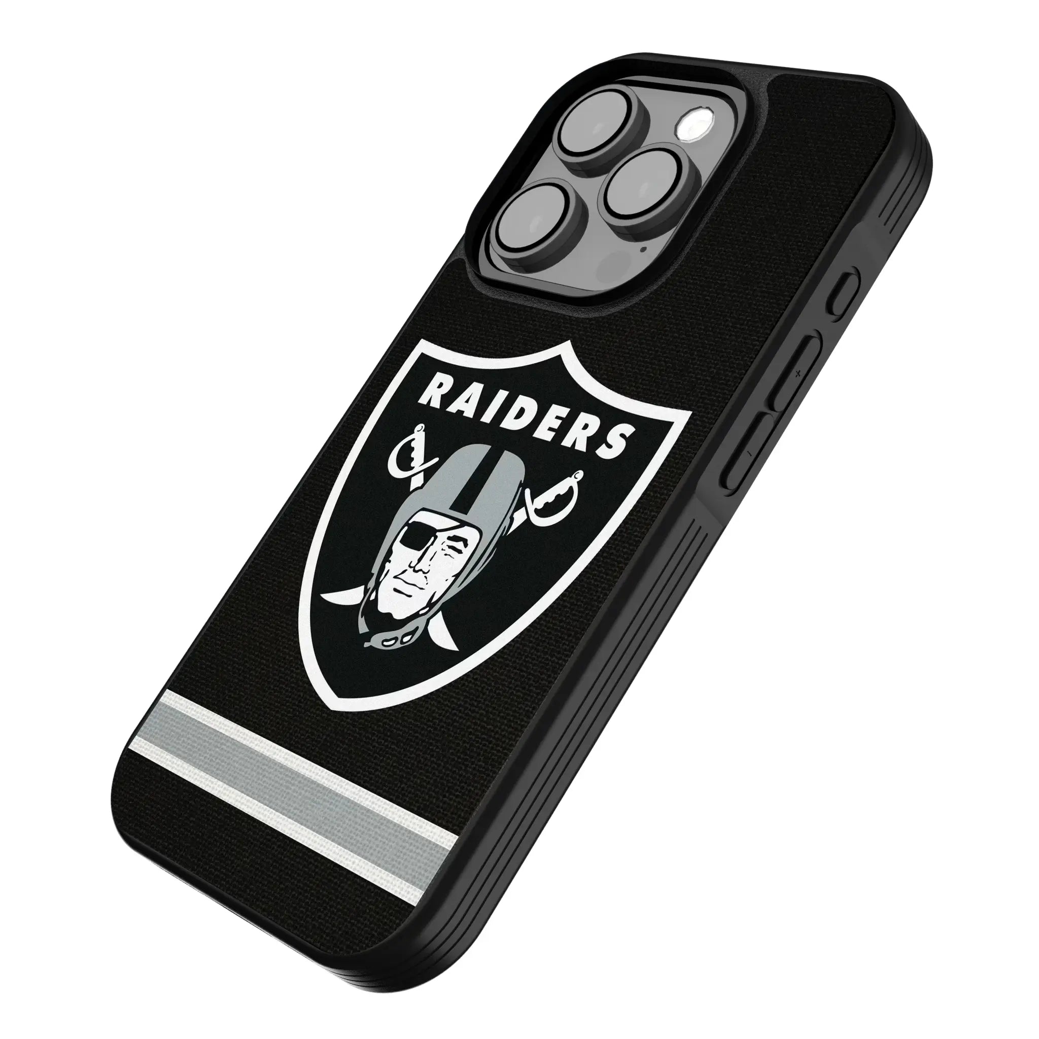 Las Vegas Raiders Stripe iPhone Bump Phone Case for Apple iPhone - Isometric View