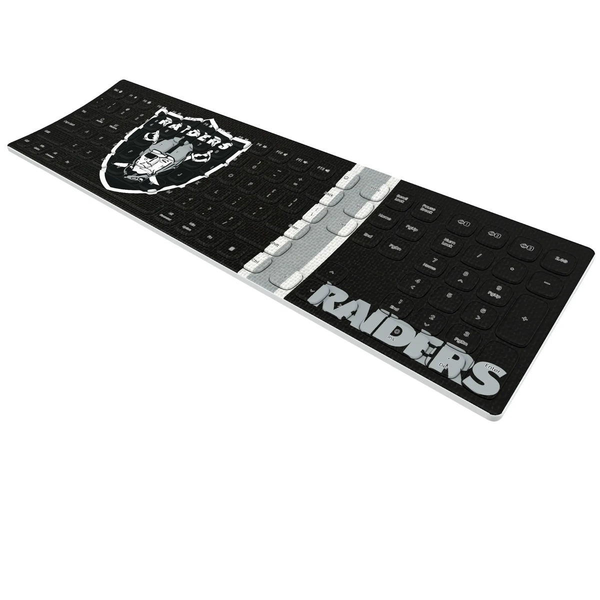 Las Vegas Raiders Stripe KKB605 Curved Wireless Keyboard - Isometric View