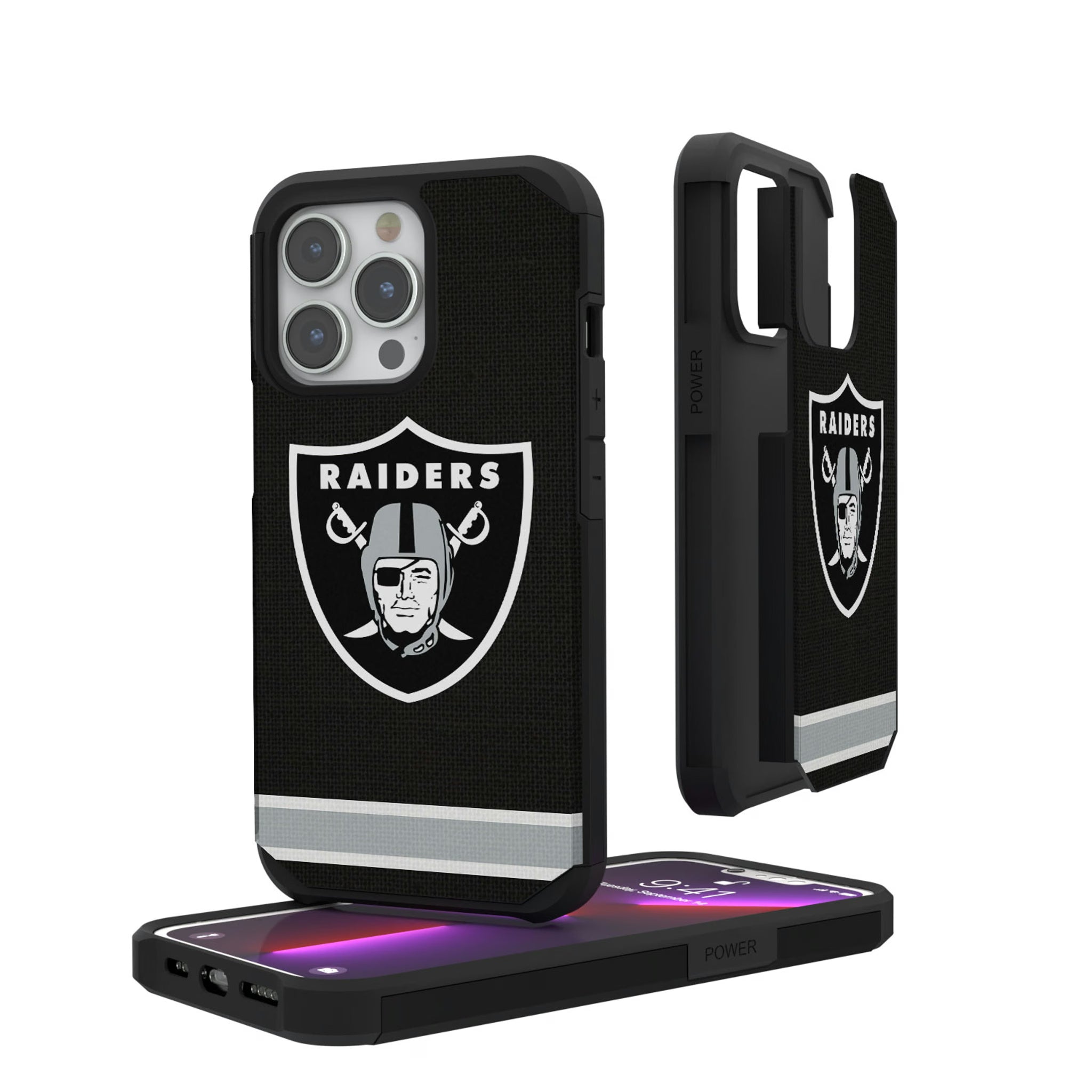 Las Vegas Raiders Stripe iPhone Rugged Phone Case for Apple iPhone