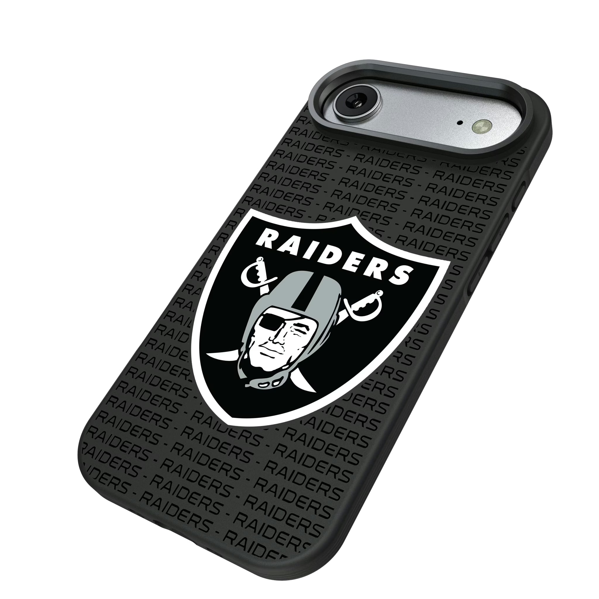 Las Vegas Raiders Text Backdrop iPhone Bump Phone Case for Apple iPhone - Isometric View#Device_iPhone Air