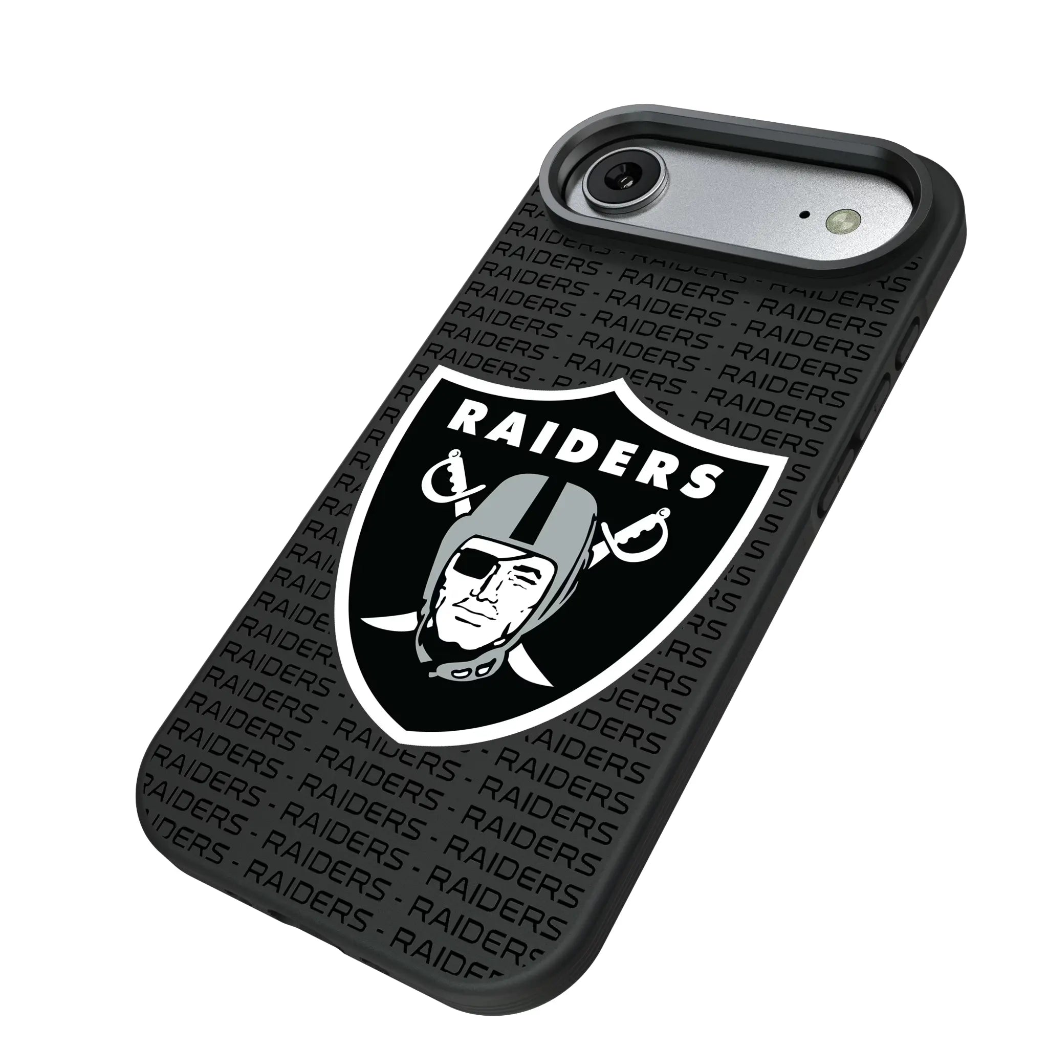 Las Vegas Raiders Text Backdrop iPhone Bump Phone Case for Apple iPhone - Isometric View#Device_iPhone Air