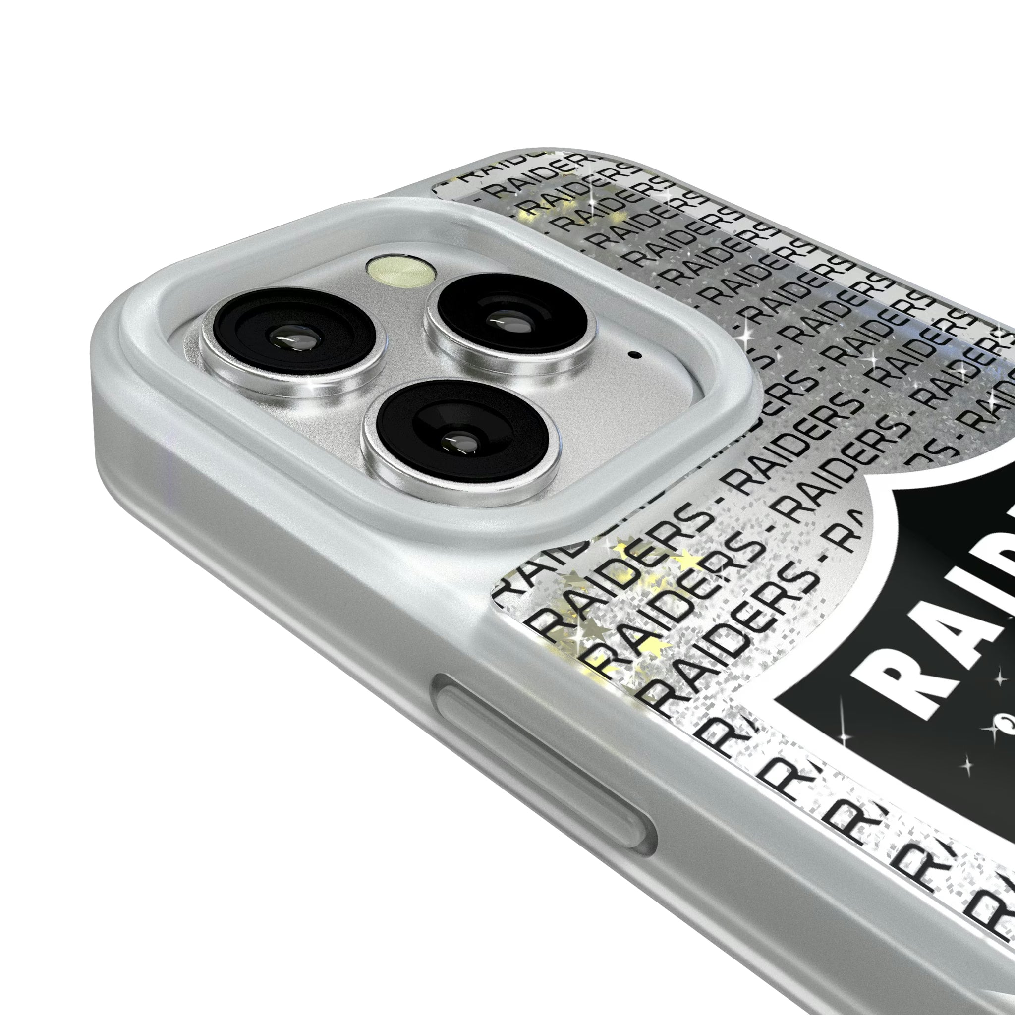 Las Vegas Raiders Text Backdrop iPhone Glitter Phone Case for Apple iPhone - Detail#Device_iPhone 16 Pro