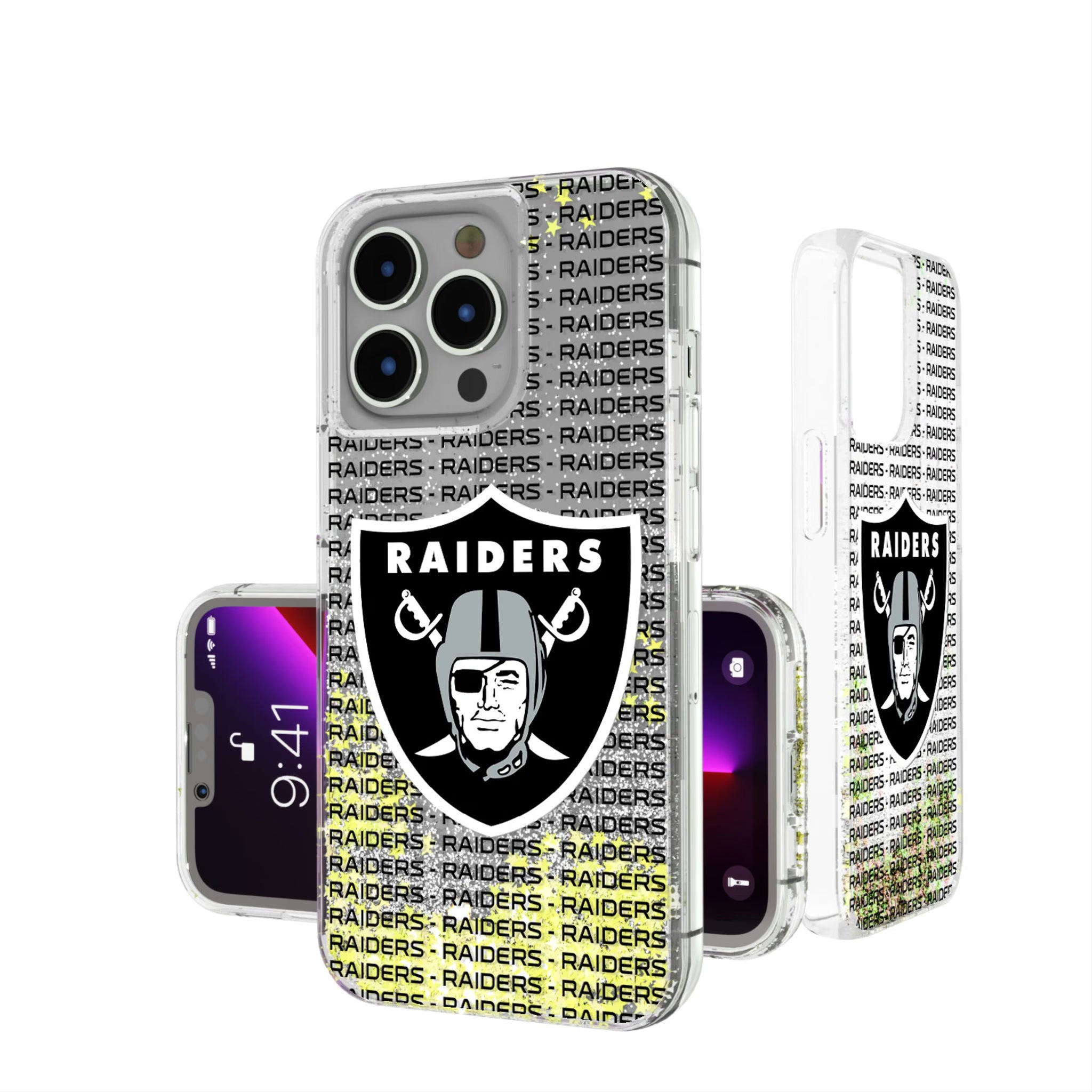Las Vegas Raiders Text Backdrop iPhone Glitter Phone Case for Apple iPhone