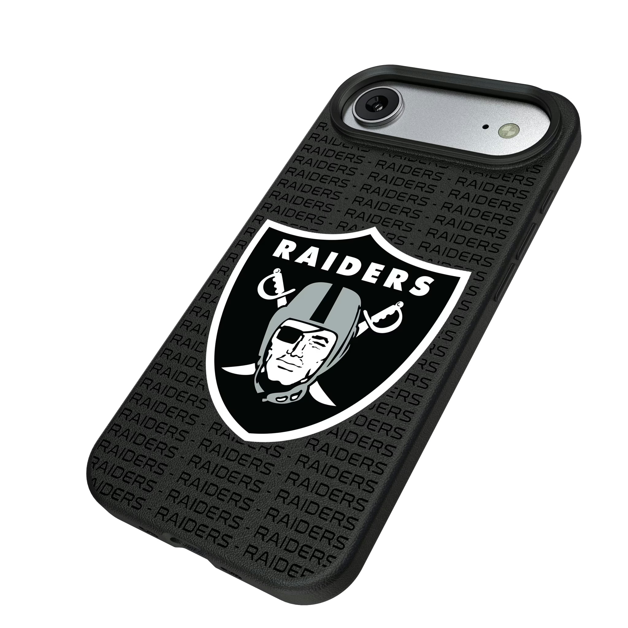 Las Vegas Raiders Text Backdrop iPhone MagSafe Compatible Phone Case for Apple iPhone - Isometric View#Device_iPhone Air