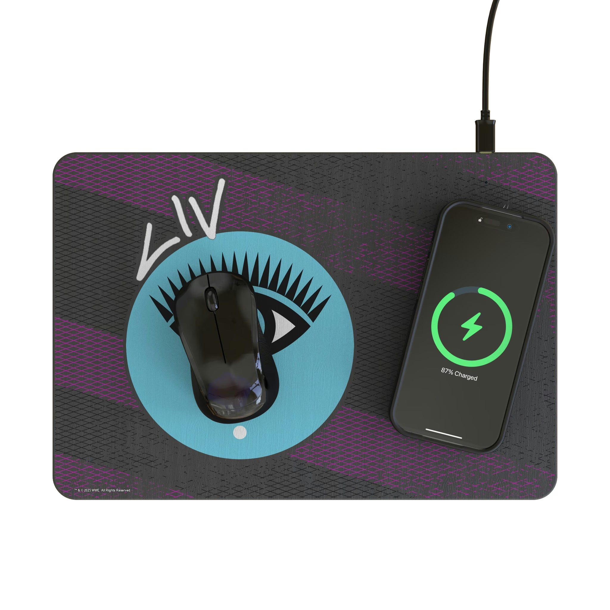 Liv Morgan Steel 15-Watt Wireless Charger and Mouse Pad - Lifestyle