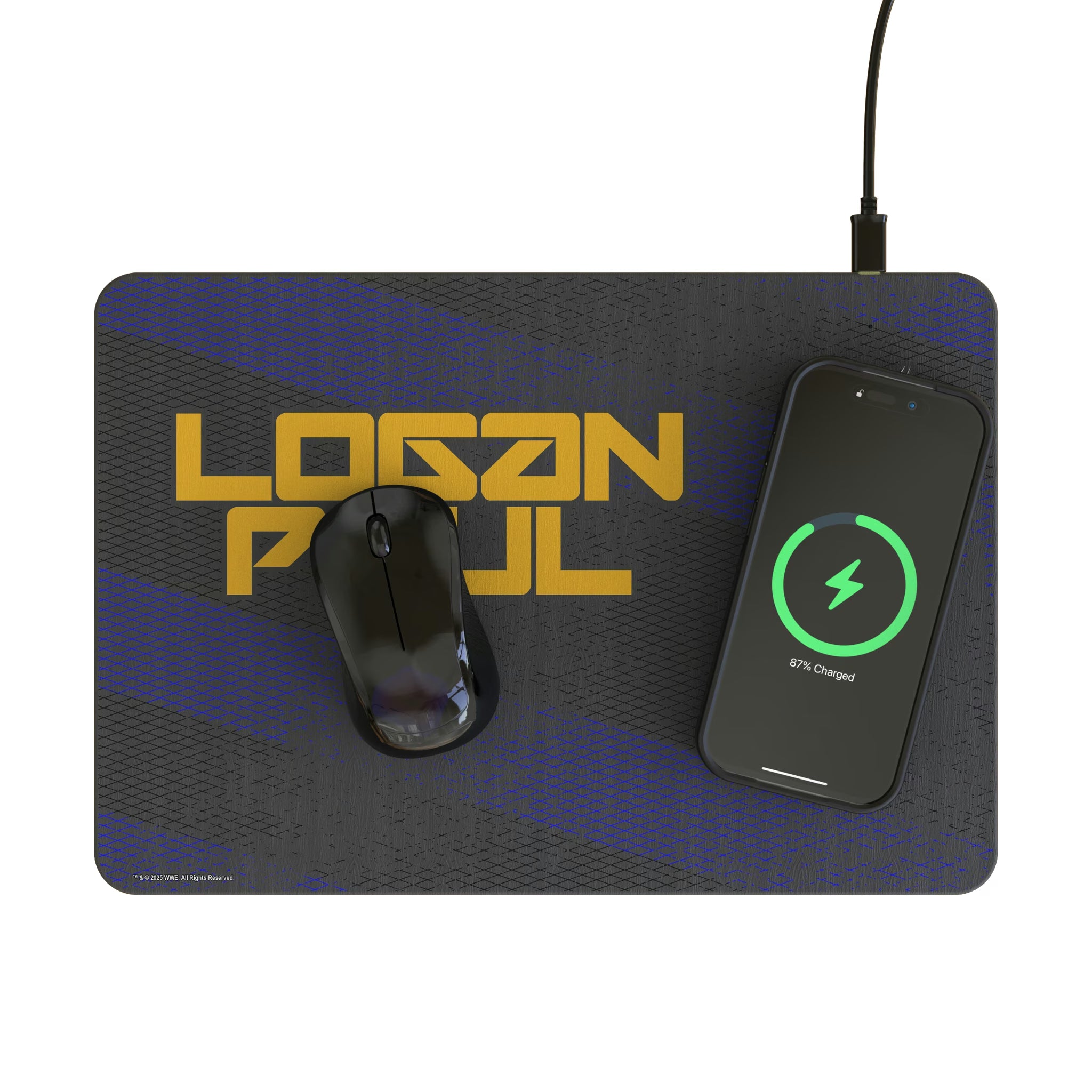 Logan Paul Steel 15-Watt Wireless Charger and Mouse Pad - Lifestyle