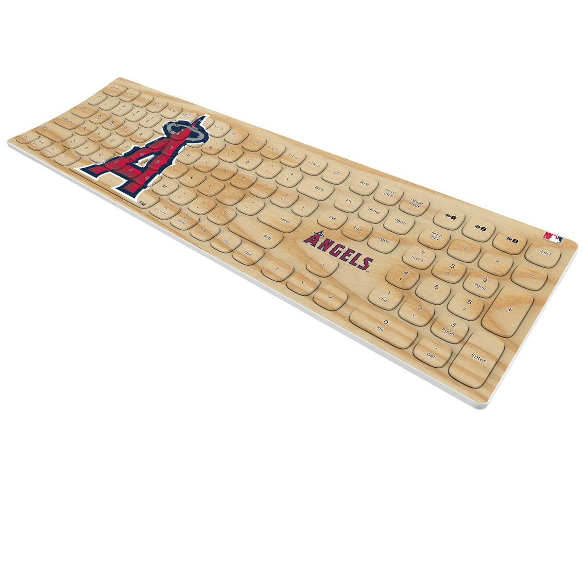 Los Angeles Angels Baseball Bat KKB605 Curved Wireless Keyboard - Isometric View