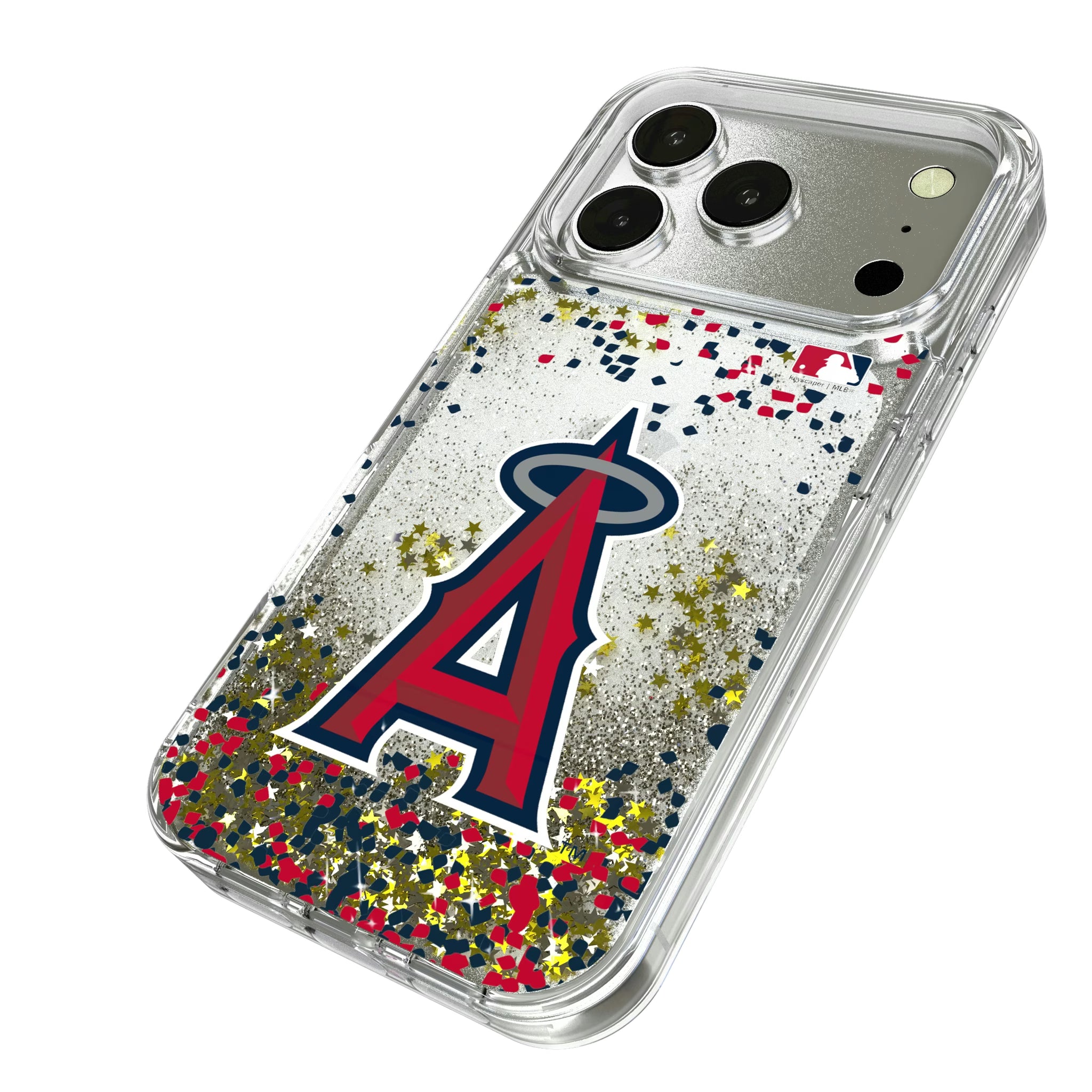 Los Angeles Angels Confetti iPhone Glitter Phone Case for Apple iPhone - Isometric View