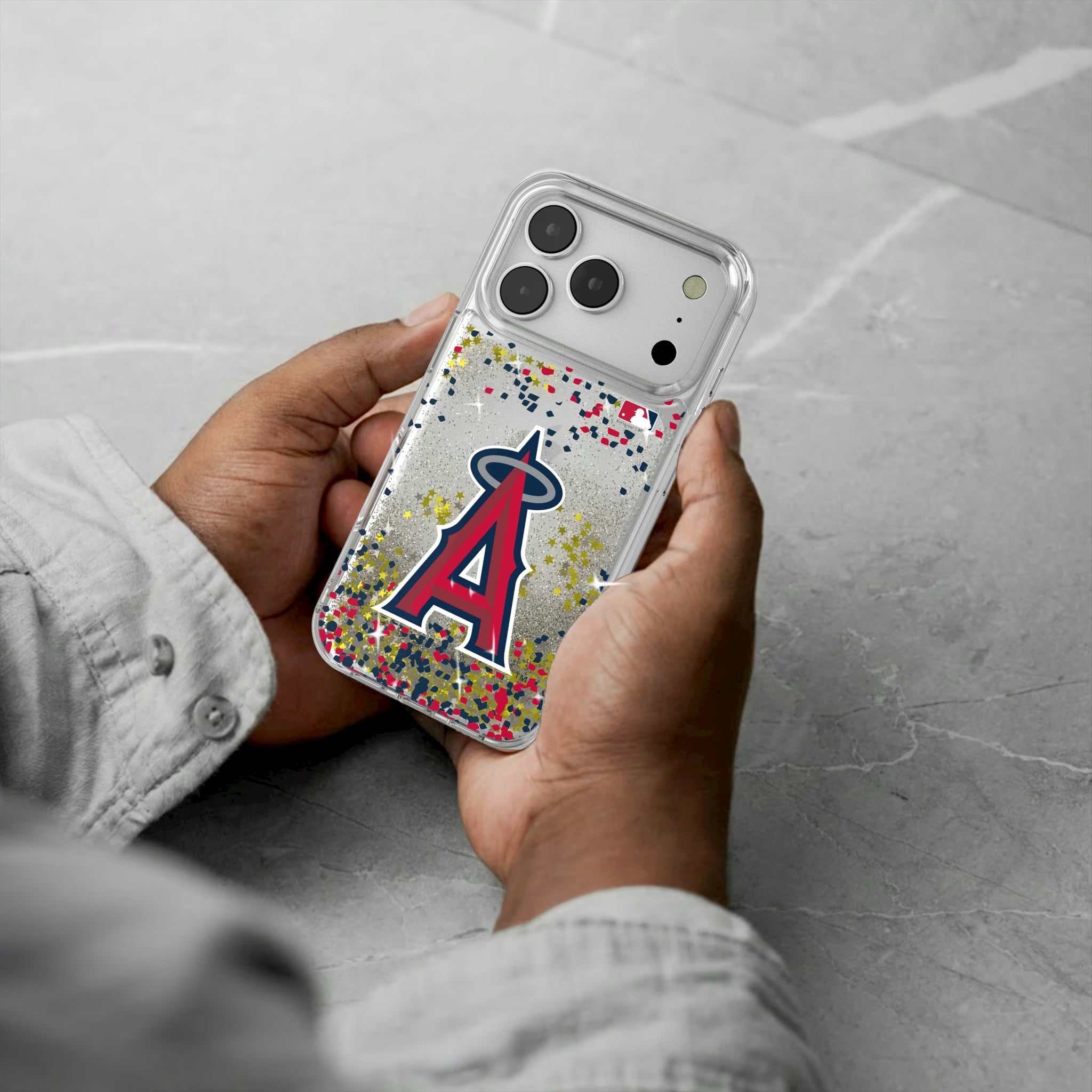 Los Angeles Angels Confetti iPhone Glitter Phone Case for Apple iPhone - Lifestyle