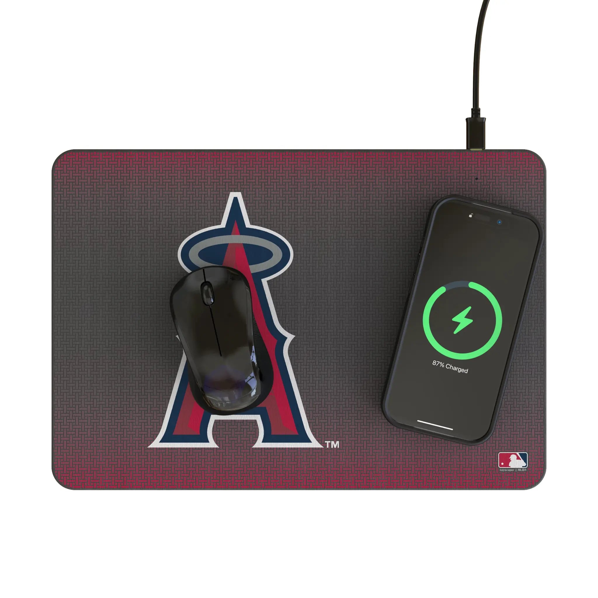 Los Angeles Angels Linen 15-Watt Wireless Charger and Mouse Pad - Lifestyle