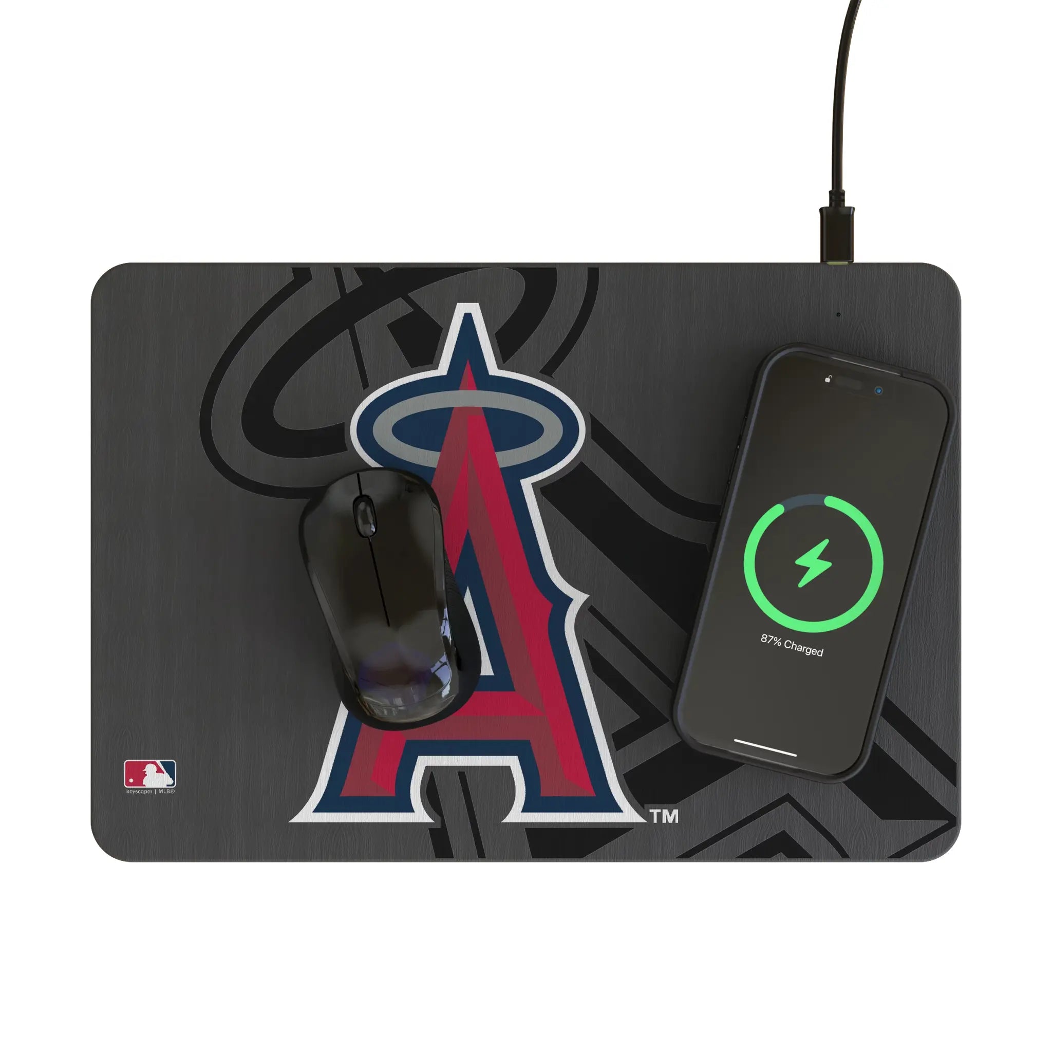 Los Angeles Angels Monocolor Tilt 15-Watt Wireless Charger and Mouse Pad - Lifestyle